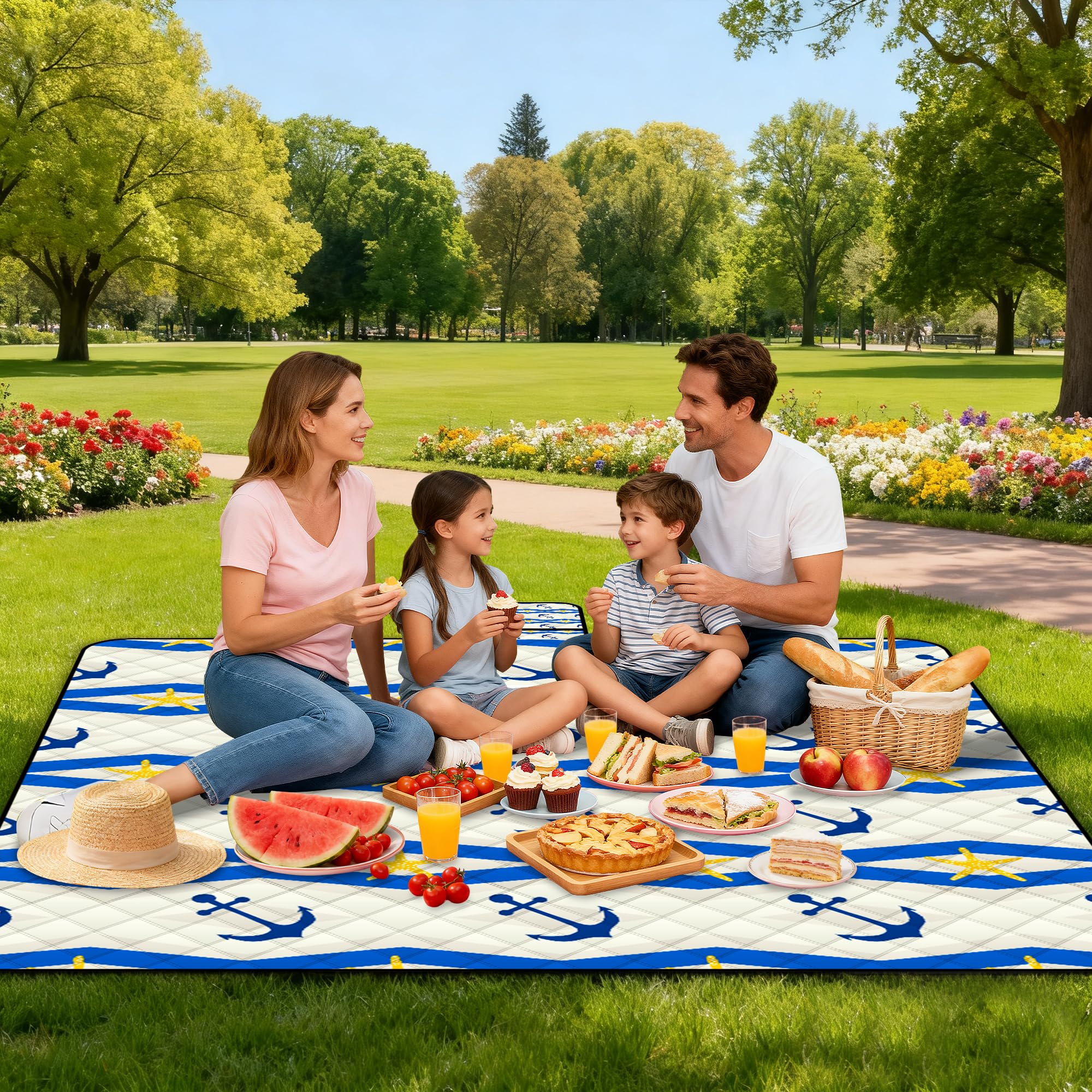 Poedist Extra Large Picnic Blanket Waterproof,80X 80Foldable Machine Washable Beach Blanket,Outdoor Blanket For 6-8 Adults,Suita