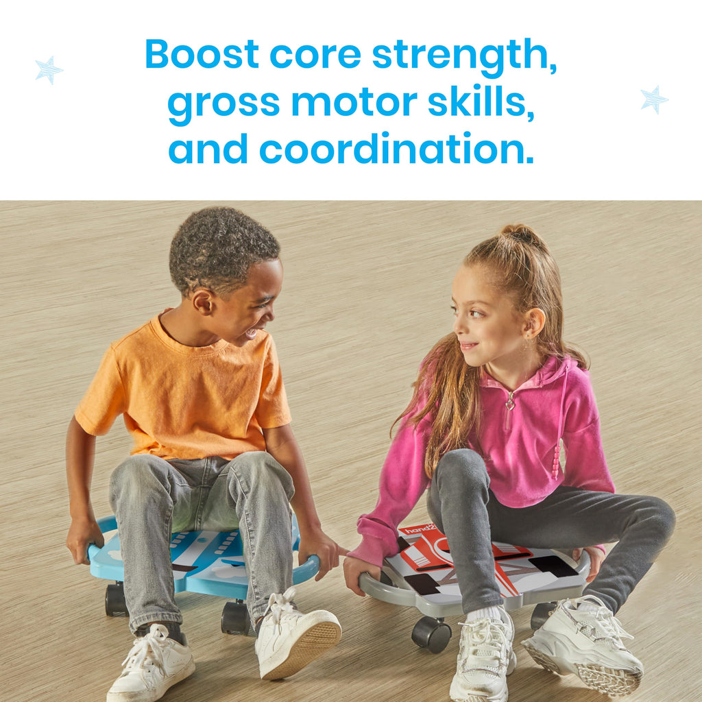 hand2mind Blue Plane Glider Scooter Board, Floor Scooter Board, Gross Motor Toys, Kids Exercise & Physical Education Equipment,