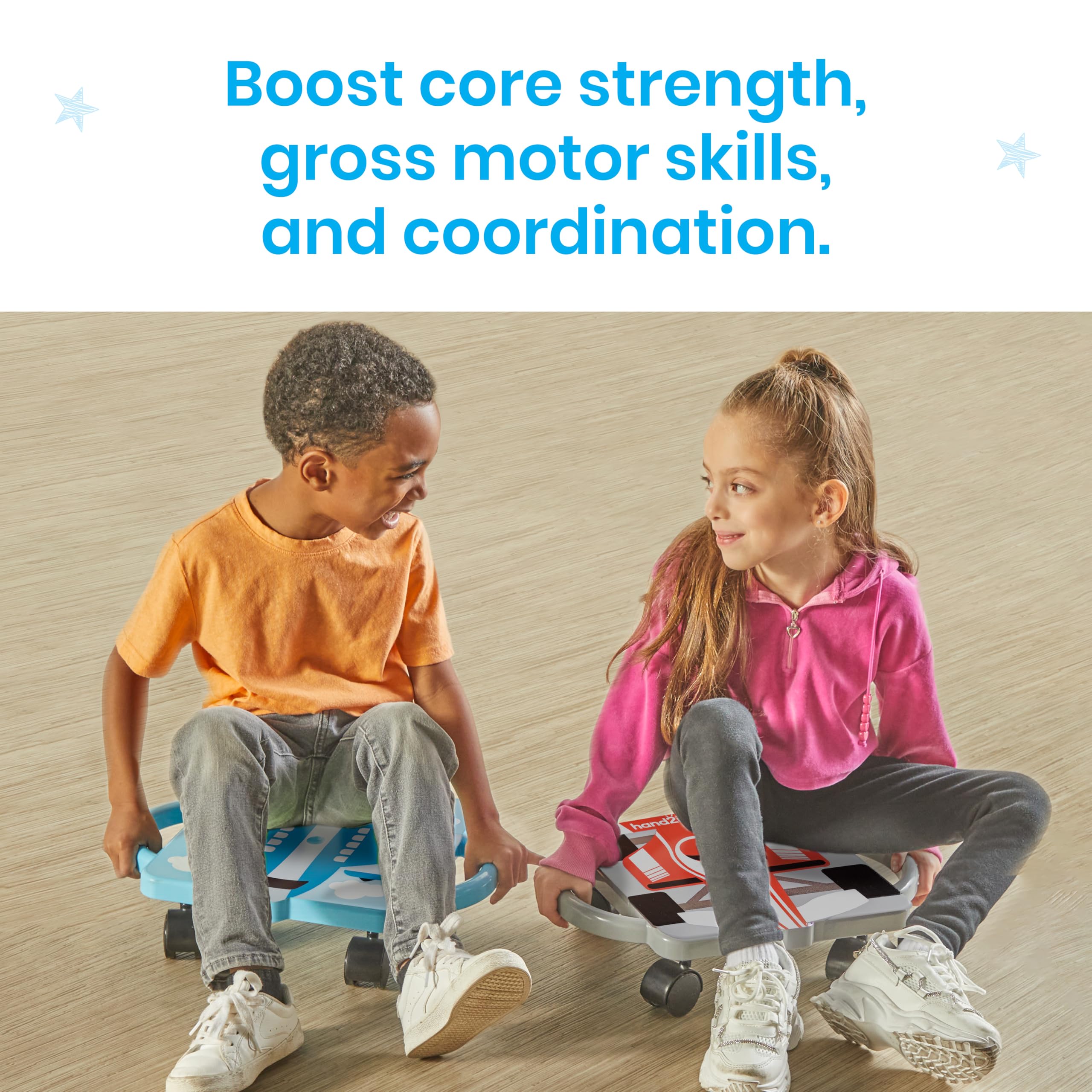 hand2mind Blue Plane Glider Scooter Board, Floor Scooter Board, Gross Motor Toys, Kids Exercise & Physical Education Equipment,