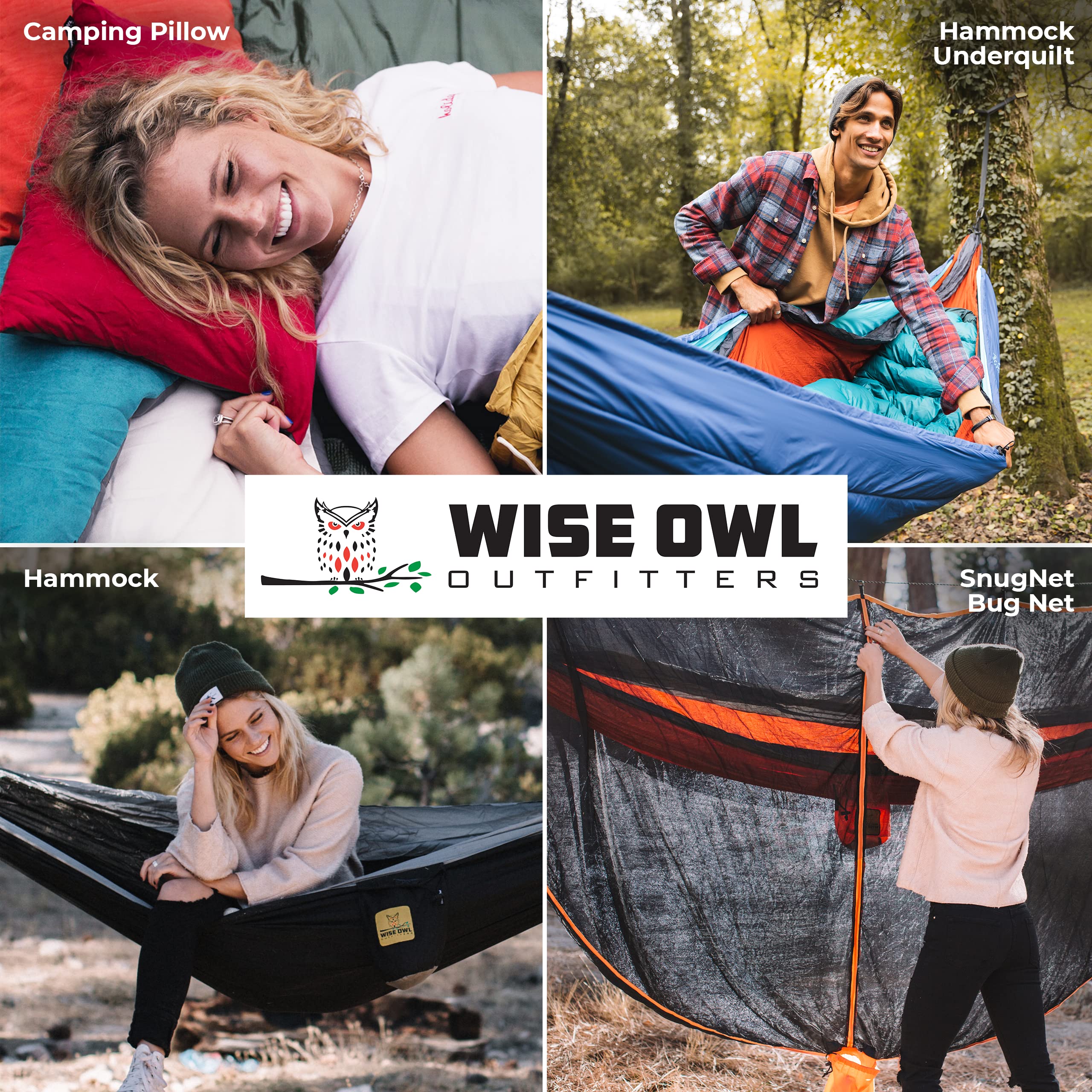 Wise Owl Outfitters Camping Hammock - 500lbs Portable Hammock with Tree Straps - Travel, Backpacking, Hiking, Outdoors Camping G