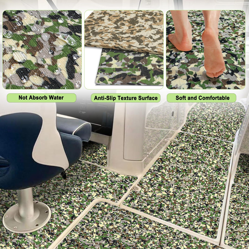 Hjdeck Eva Foam Boat Decking Camo Sheet 47.2''X 16.1'' Camouflage Kayak Flooring Marine Mat With Adhesive, Non Skid Adhesive Mot