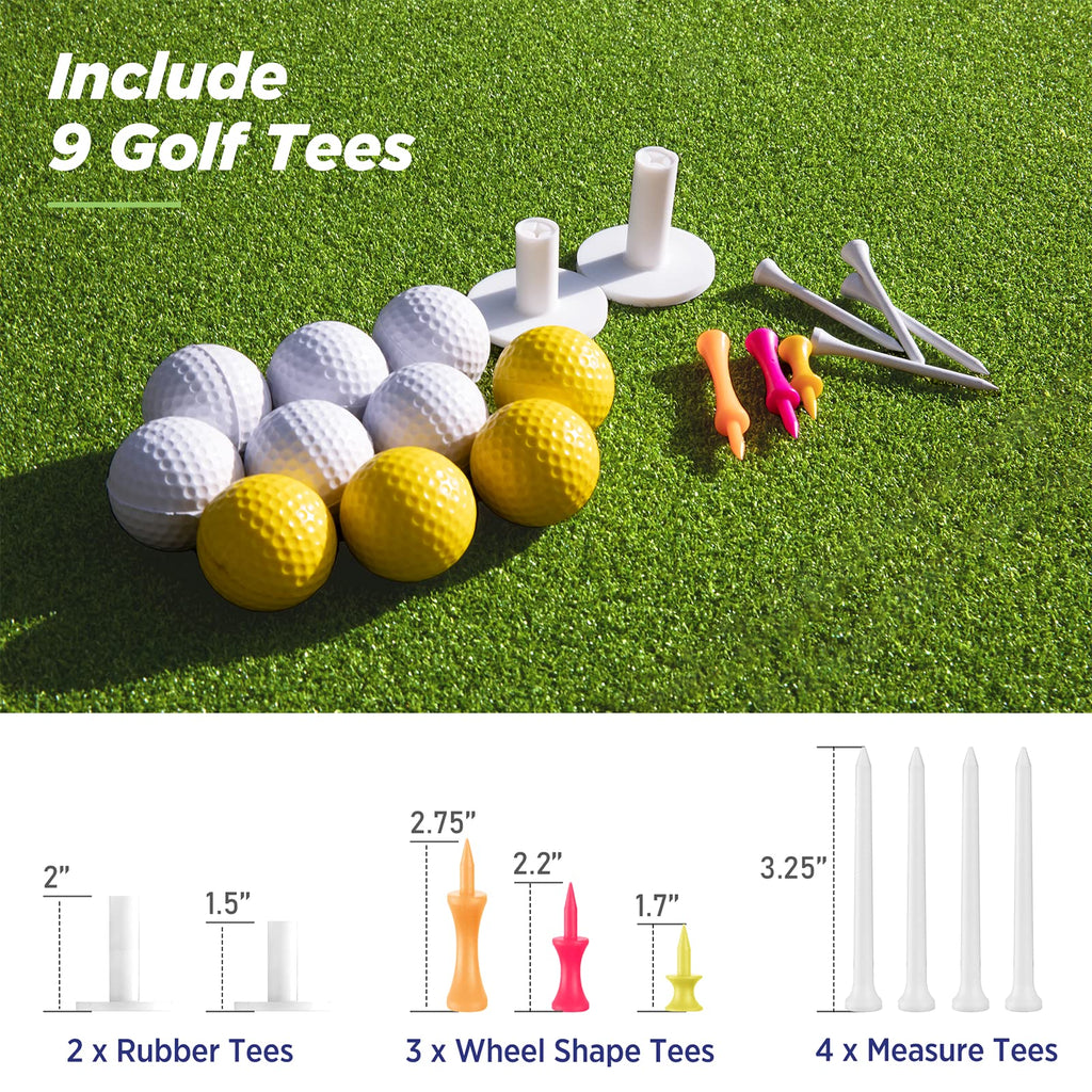 Golfguru Golf Mat, Golfguru 5X4Ft Pro Golf Hitting Practice Mats With 10 Golf Balls, 7 Golf Tees, 2 Golf Rubber Tees, Golf Train