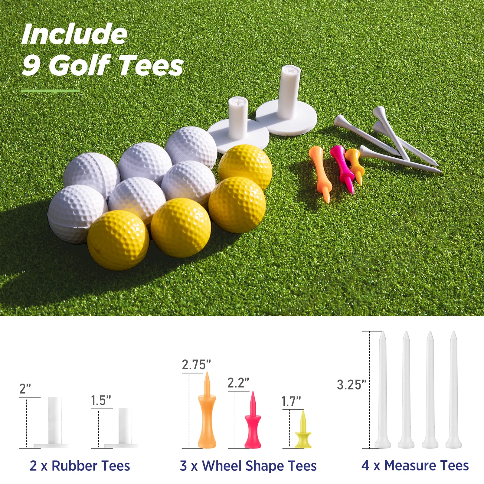 Golfguru Golf Mat, Golfguru 5X4Ft Pro Golf Hitting Practice Mats With 10 Golf Balls, 7 Golf Tees, 2 Golf Rubber Tees, Golf Train