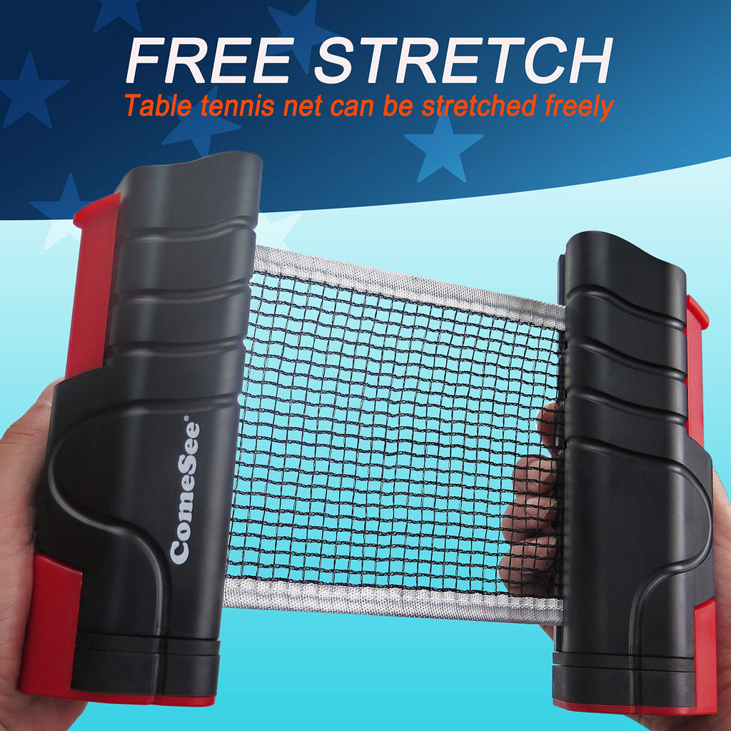 Comesee Retractable Ping Pong Net For Any Table, Table Tennis Nets And Posts Equipment For Replacement (Black)