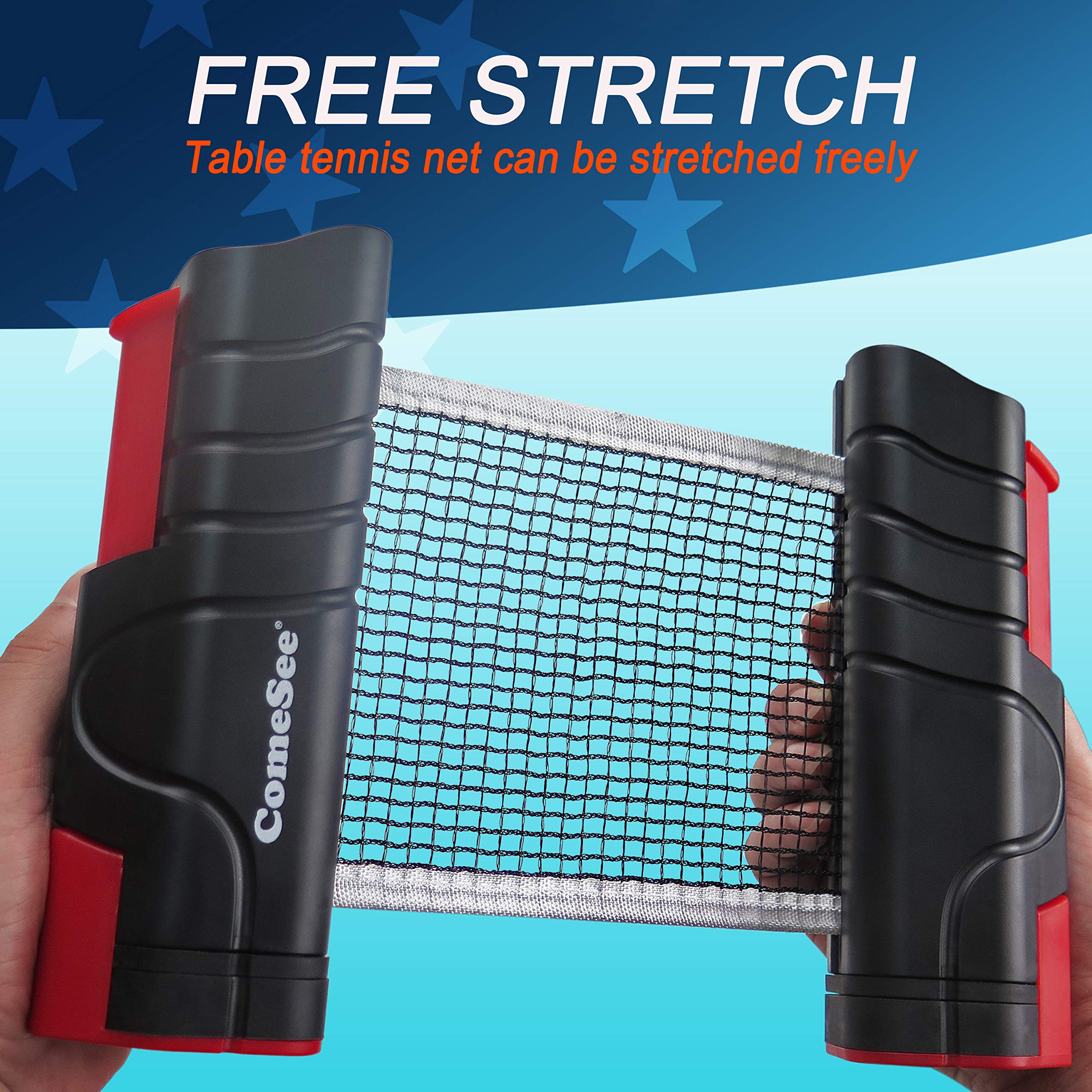 Comesee Retractable Ping Pong Net For Any Table, Table Tennis Nets And Posts Equipment For Replacement (Black)