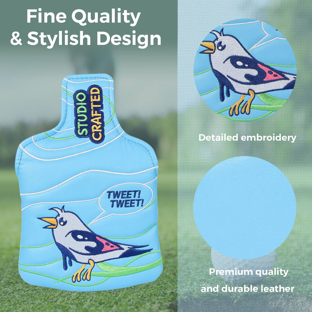 Studio Crafted Golf Tweet Tweet Birdie Square Mallet Putter Cover Magnetic Closure Golf Headcover For Mallet Putters Fits Most B