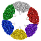 Baotongle 12 Pcs Cheerleading Squad Spirited Fun Poms Pompoms Cheer Costume Accessory For Party Dance Sports (Multicolor)