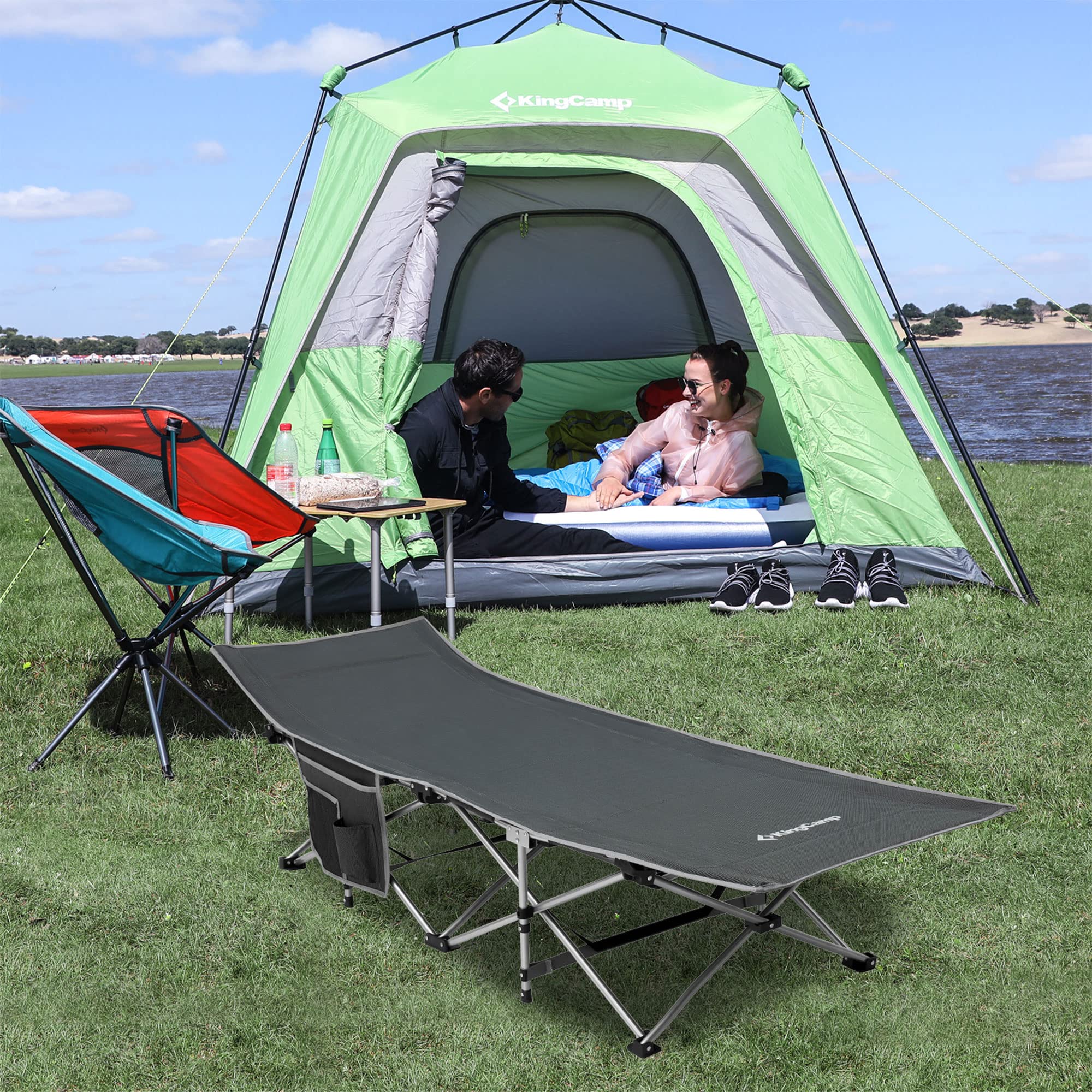 Kingcamp Camping Cot Heavy Duty Camping Cots For Adults Oversized Portable Folding Sleeping Cot For Travel Outdoors Vacation Hom