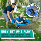 Flying Squirrel Giant Rope Swing - 40'' Saucer Tree Swing- Additions & Replacements For Active Outdoor Play Equipment - Blue