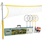 Franklin Sports Family Volleyball & Badminton Combo Set - Portable Backyard + Beach Volleyball + Badminton Net - Volleyball, Rac