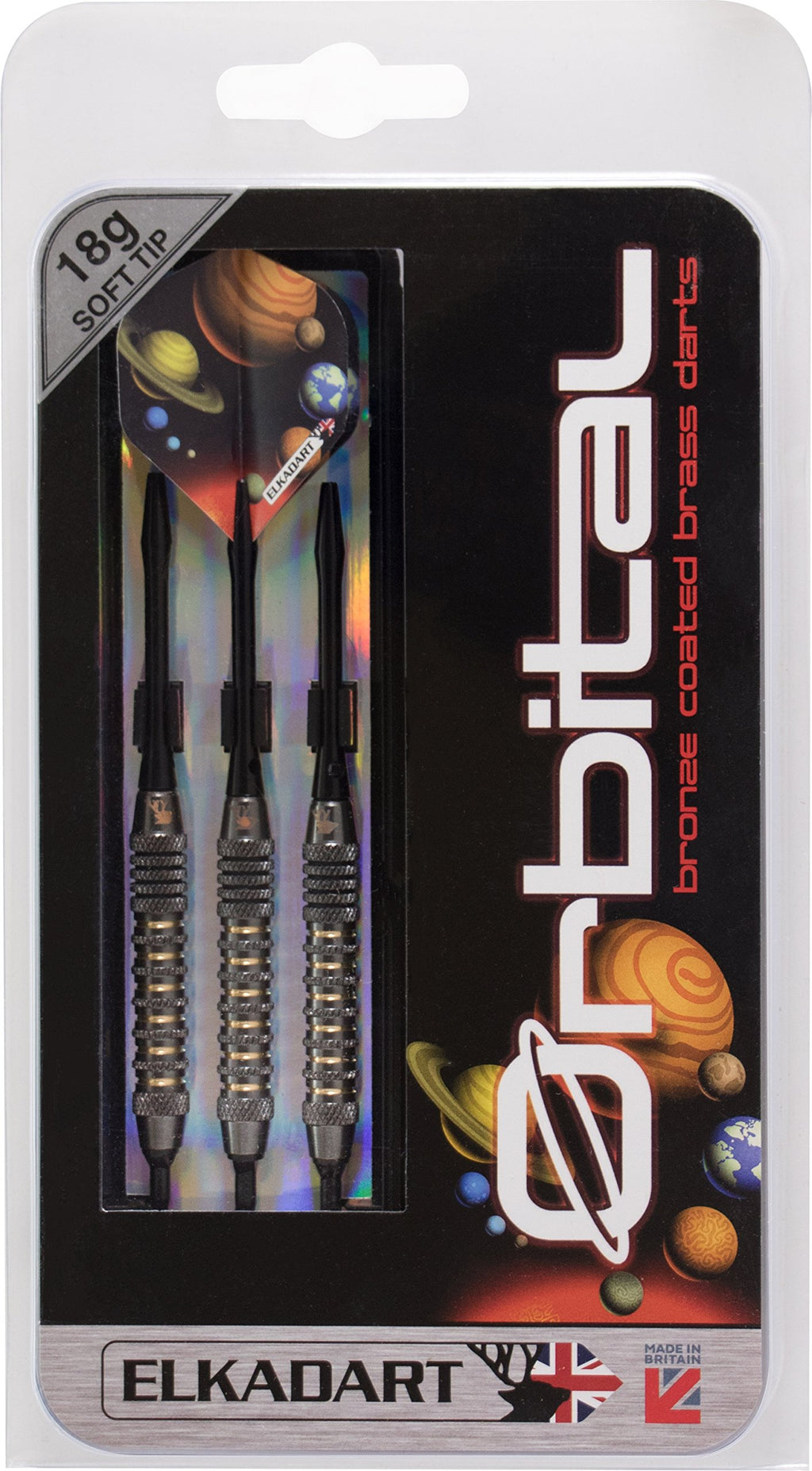 Elkadart Orbital Soft Tip Darts With Storage/Travel Case, Knurled Ringed Barrel, 18 Grams