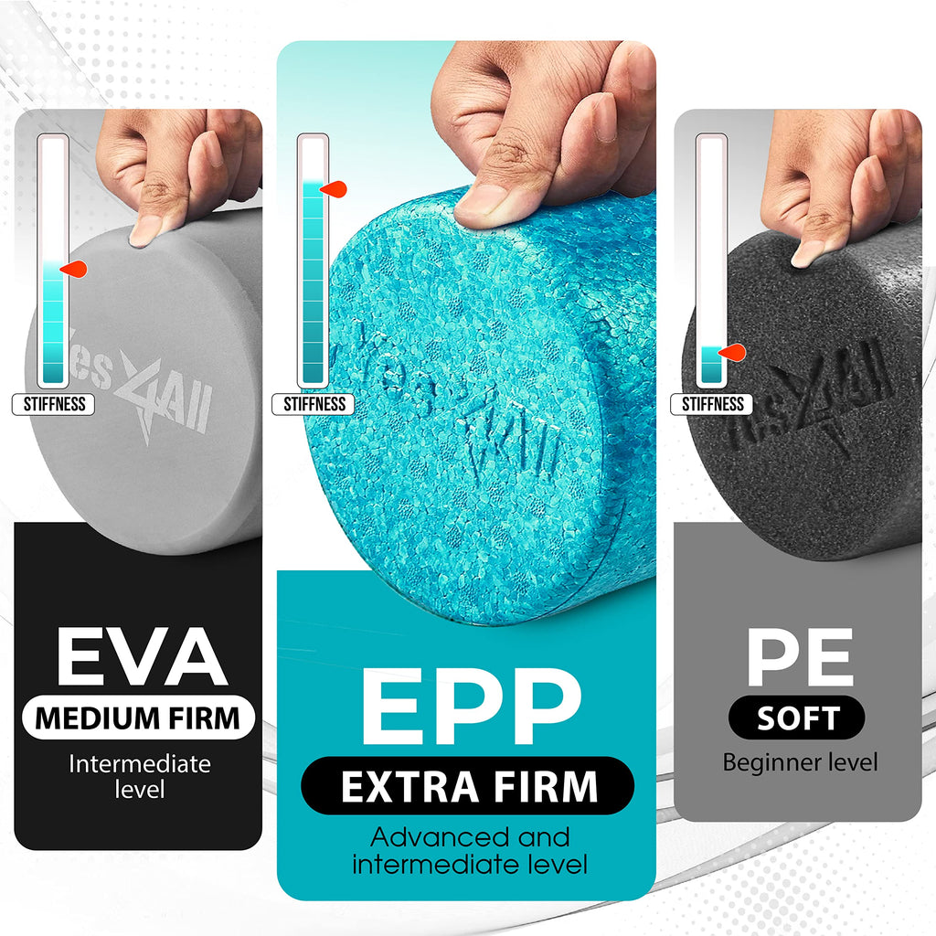 Yes4All High-Density EPP Round Back Roller Foam, Exercise Foam Roller for Yoga, & Pilates, Multiple Sizes and Colours, Turquoise