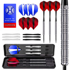 Harrows Caliber 90% Tungsten Steel Tip Darts Set 21G, 23G, & 25G - Includes Spare Shafts, Prime Flights & Travel Case (23, Grams