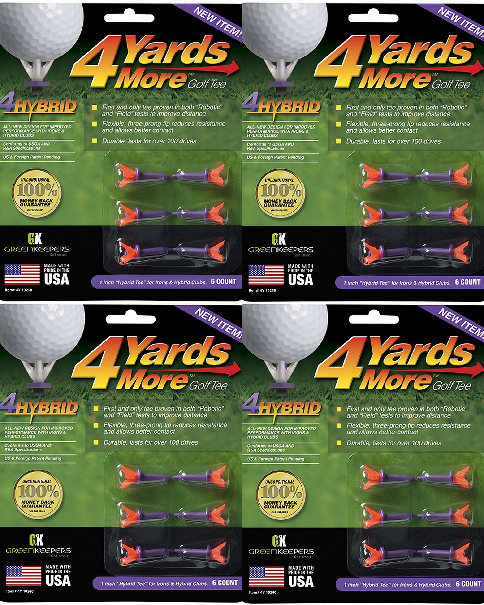 Sumabitar4 Yards More Golf Tees 1'' - Purple - 4 Packs Of 6 Tees - (11922)
