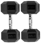 Fitvids Rubber Encased Hex Dumbbell, 40Lb, Pair