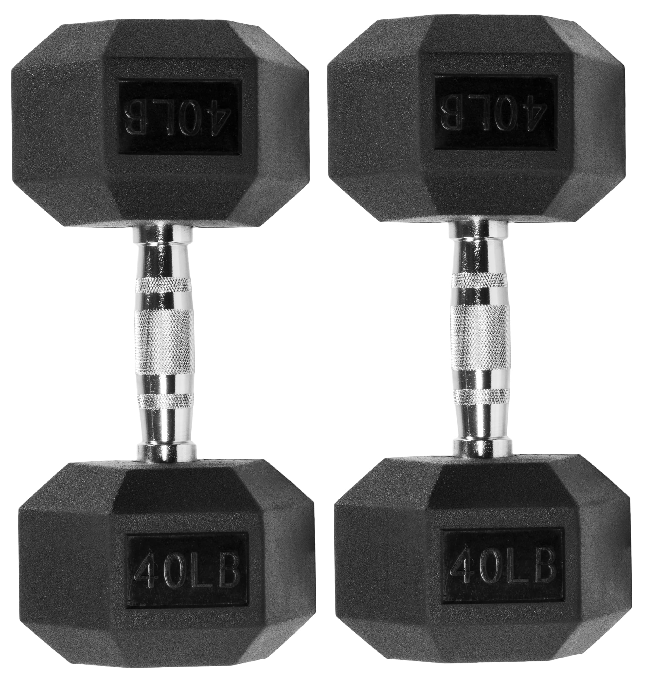 Fitvids Rubber Encased Hex Dumbbell, 40Lb, Pair