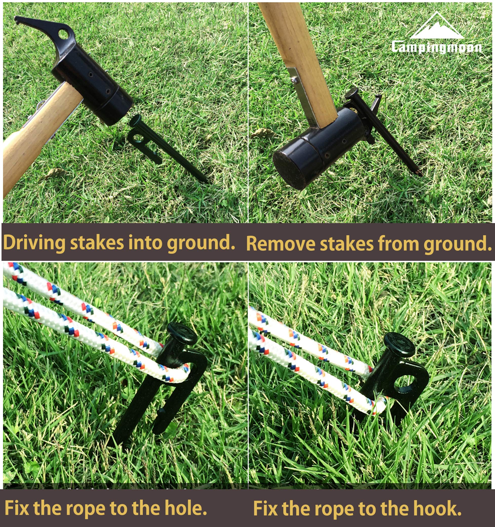 Campingmoon 8Pcs Carbon Steel S45C Black Coating Tent Stake For Hard Ground (? 7.87-Inch 8Pcs Set?)