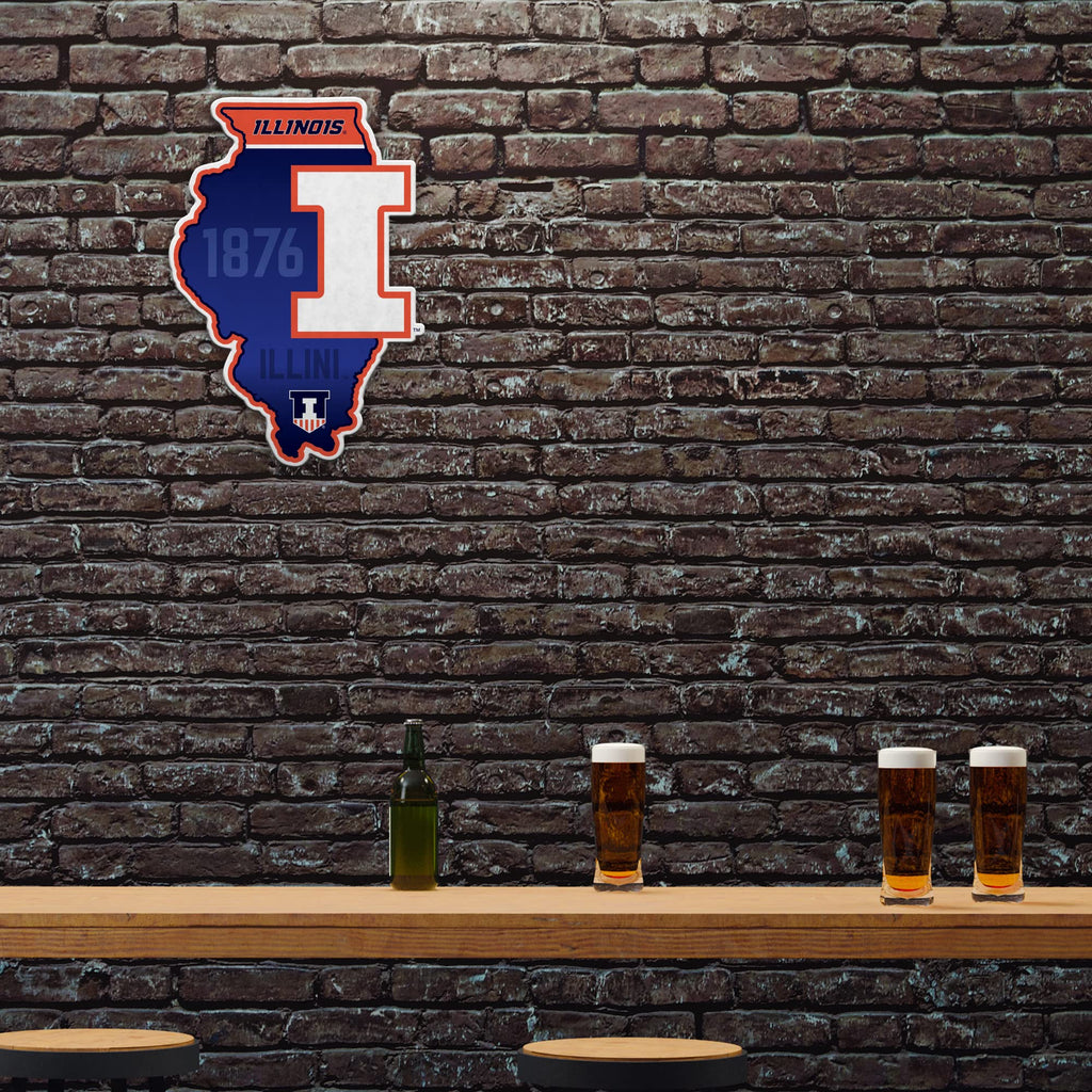 Rico Industries Ncaa Illinois Fighting Illini State Shape Shape Cut Pennant - Home And Living Room D  Cor - Soft Felt Ez To Hang