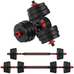 Fitvids 60Lb 2-In1 Portable Changeable Dumbbell And Barbell Kettlebell Set With Adjustable Weights