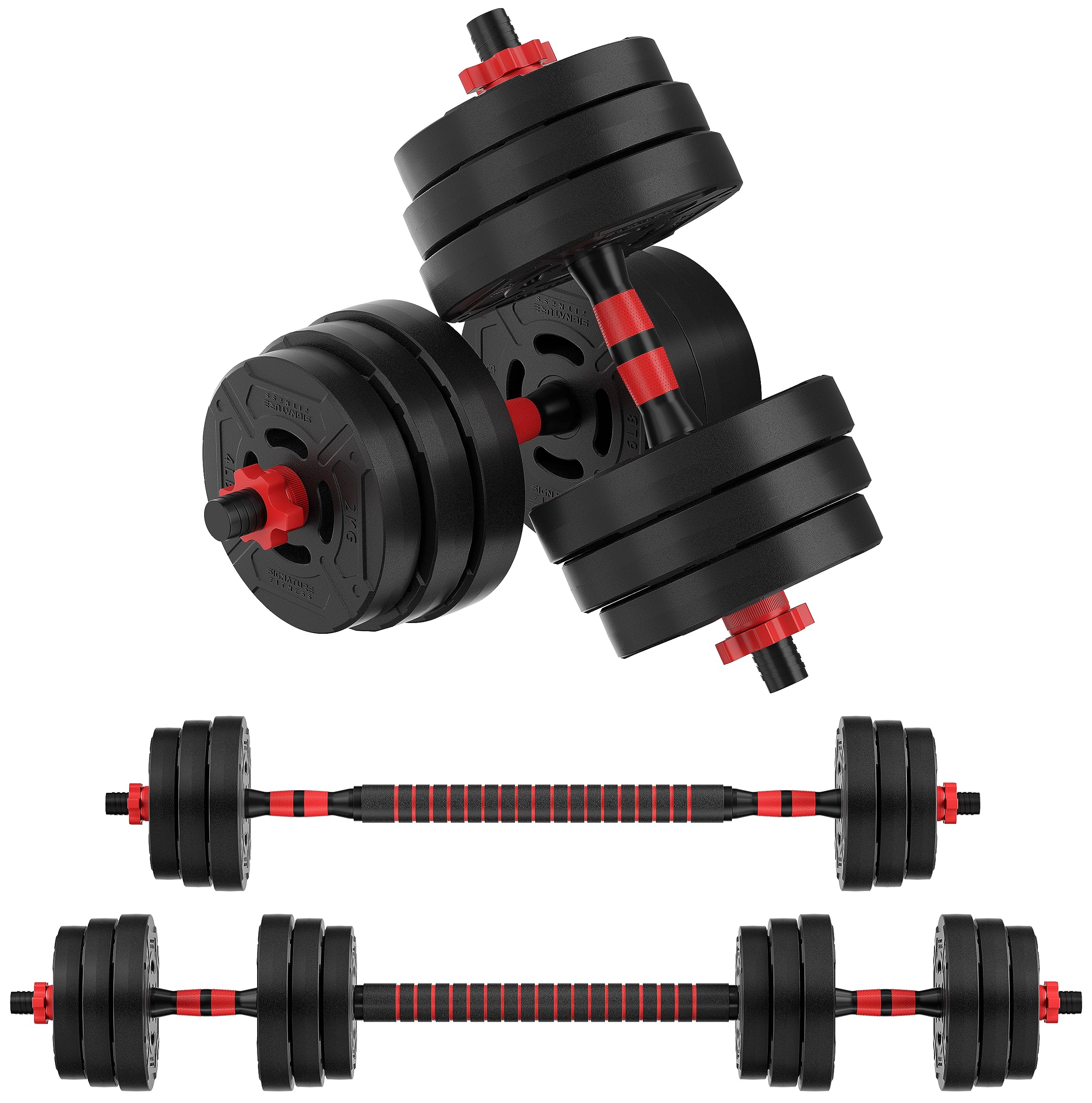 Fitvids 60Lb 2-In1 Portable Changeable Dumbbell And Barbell Kettlebell Set With Adjustable Weights
