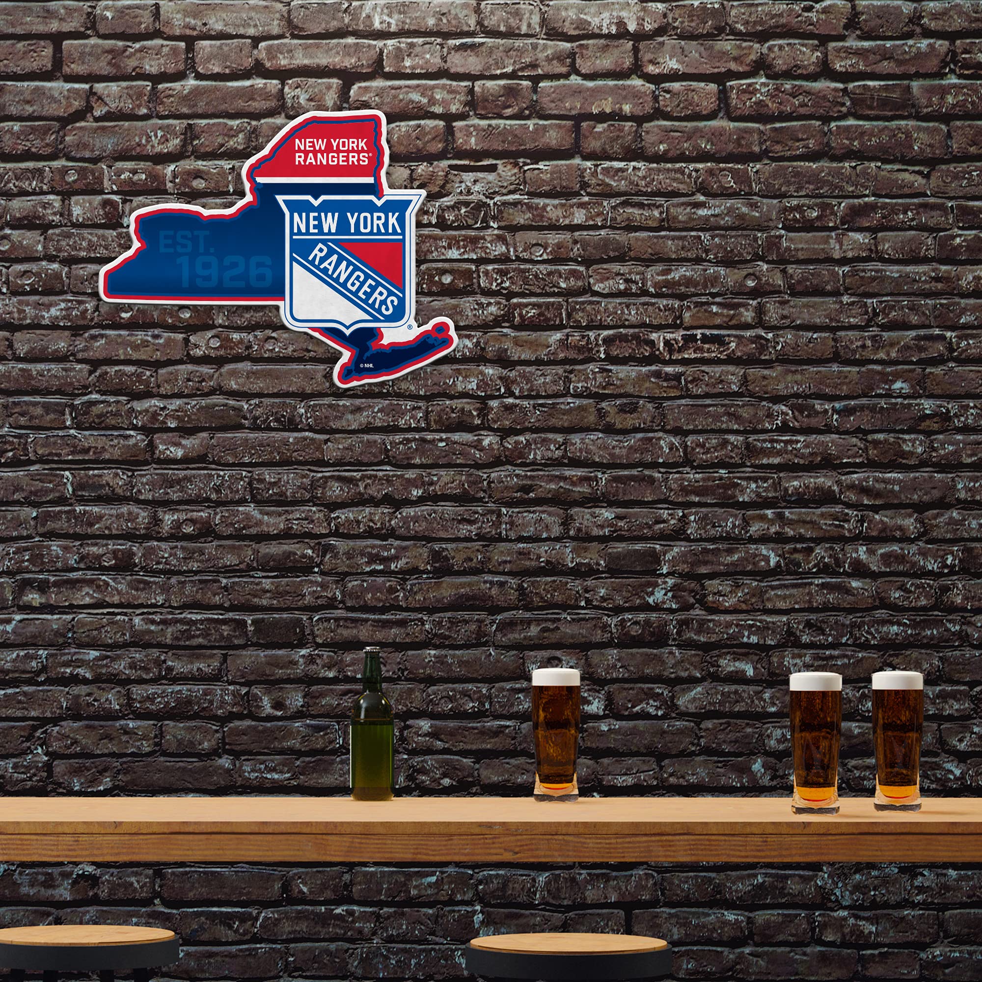 Rico Industries Nhl New York Rangers State Shape Shape Cut Pennant - Home And Living Room D  Cor - Soft Felt Ez To Hang
