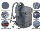 Lhi Military Tactical Backpack For Men And Women 45L Army 3 Days Assault Pack Bag Large Rucksack With Molle System - Grey