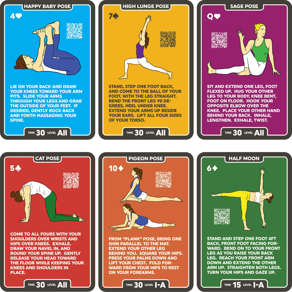 Stack 52 Yoga Exercise Cards: Designed By Certified Yoga Instructor. Video Instructions Included. Beginner To Advanced Poses And