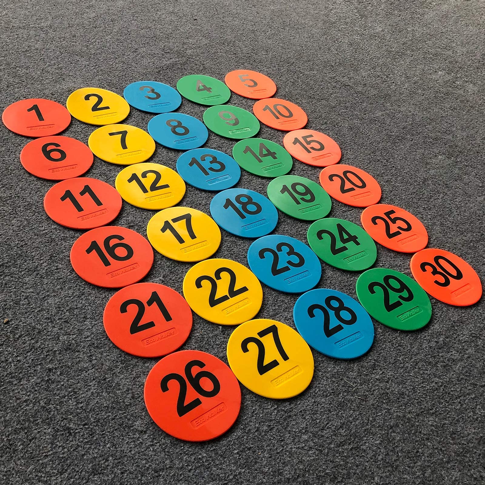 Eco Walker 4Inch Mini Floor Spot Markers For Classroom Preschool And Kindergarten (Set Of 20Pcs) (Number 1-30)