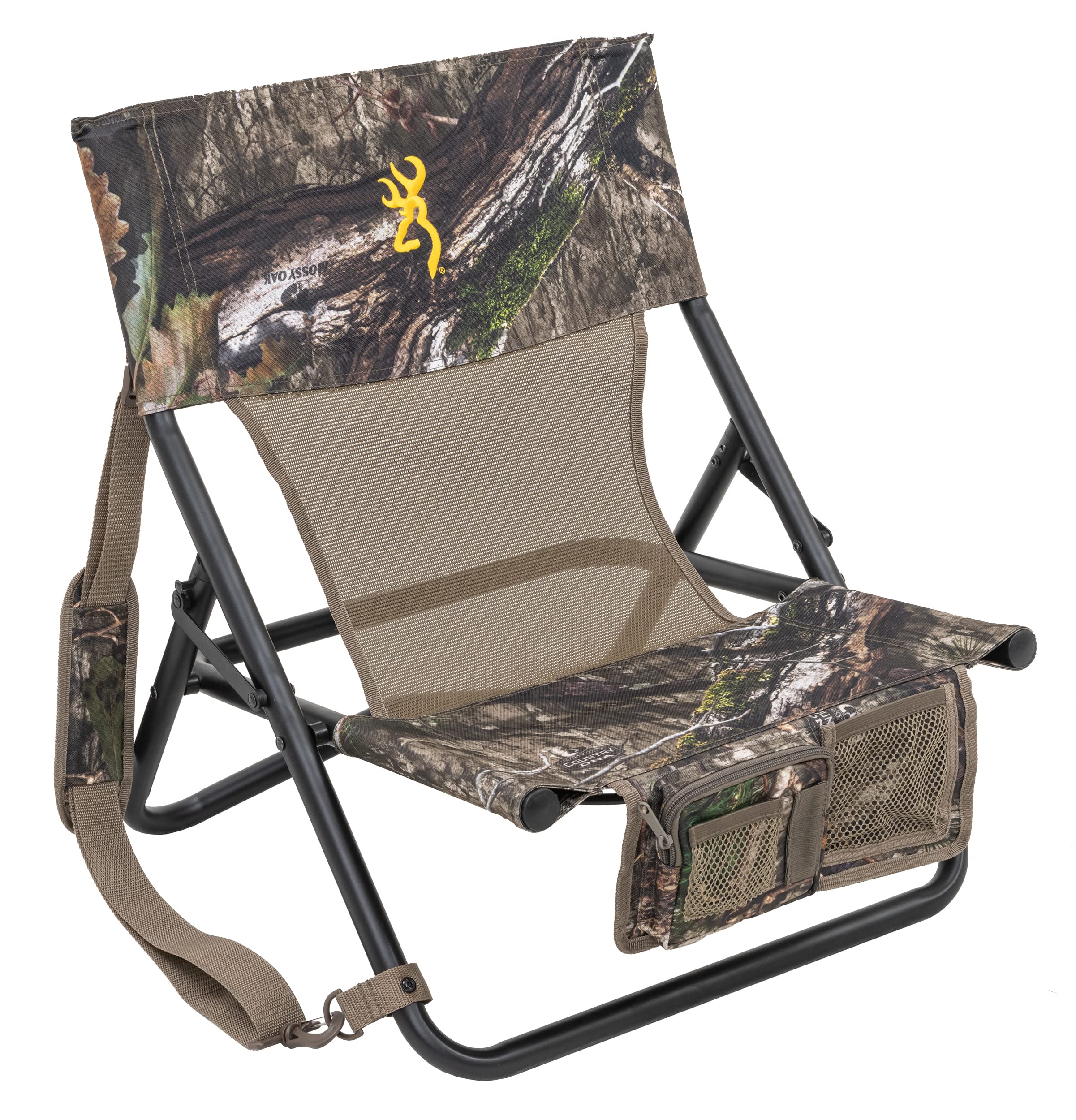 Browning Low-Profile Woodland Hunting Chair With Flat-Folding Design, Durable Steel Frame, Hanging Call Organizer Pocket, And Pa