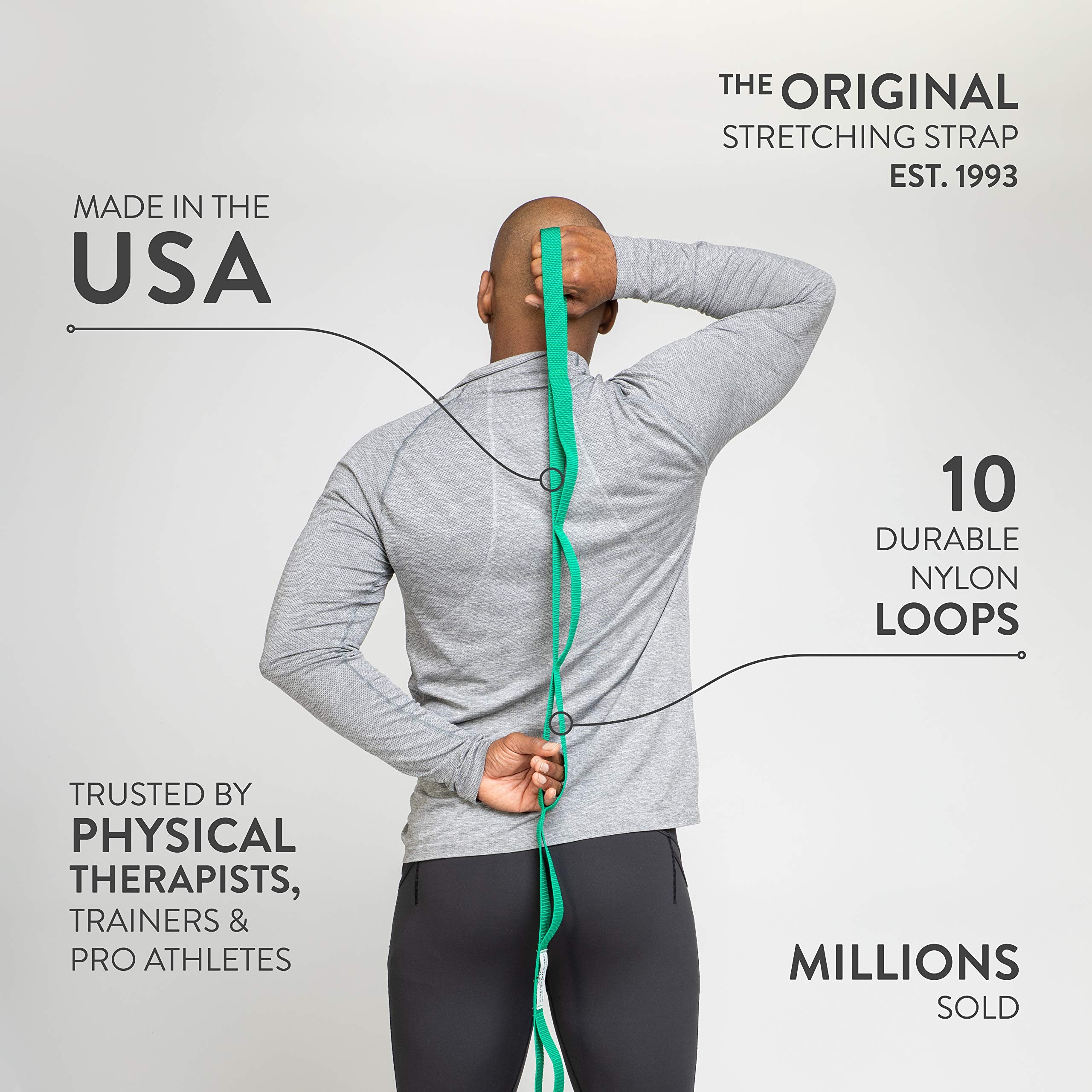 Optp The Original Stretch Out Strap With Exercise Poster, Usa Made Top Choice Stretch Out Straps For Physical Therapy, Yoga Stre