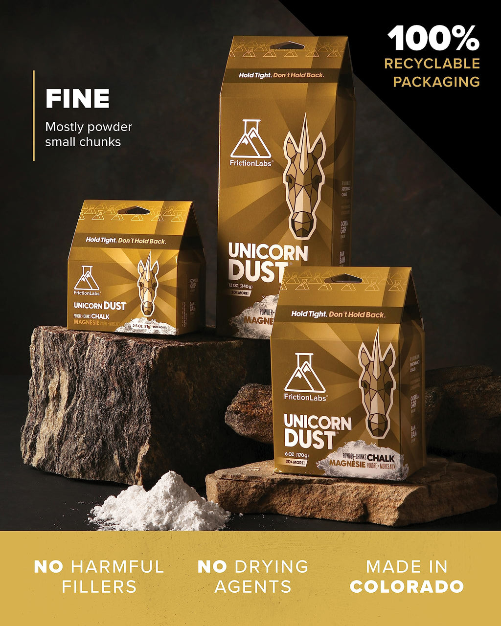 Friction Labs Unicorn Dust 2.5Oz (70.8G) - Fine Texture - The New Standard In Chalk For Rock Climbing, Crossfit, And Powerliftin