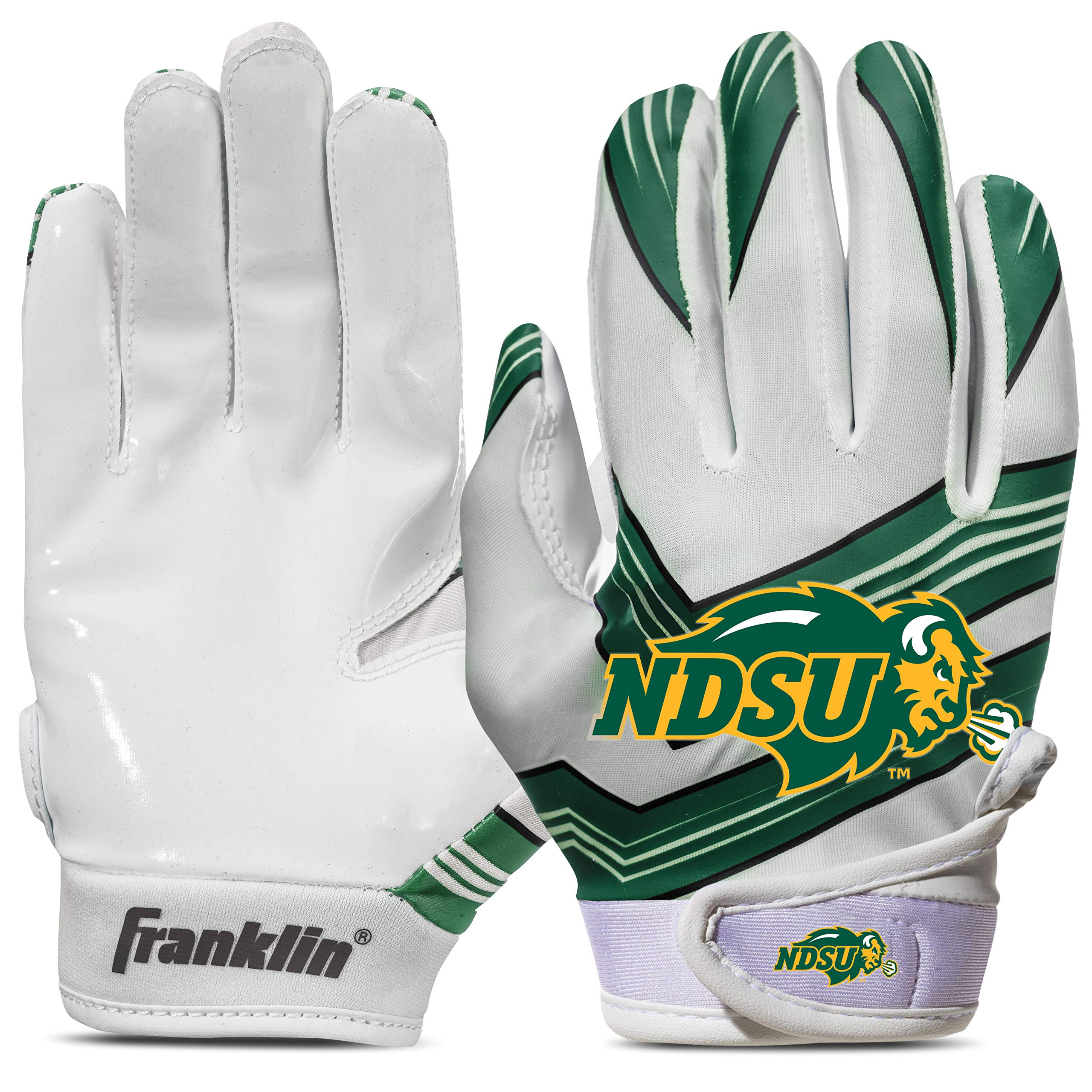 Franklin Sports North Dakota Bison Youth College Football Receiver Gloves - Receiver Gloves For Kids - Ncaa Team Logos And Silic