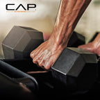 CAP Barbell 150lb Comfort Grip Rubber Hex Dumbbell Set with Vertical Yellow Rack