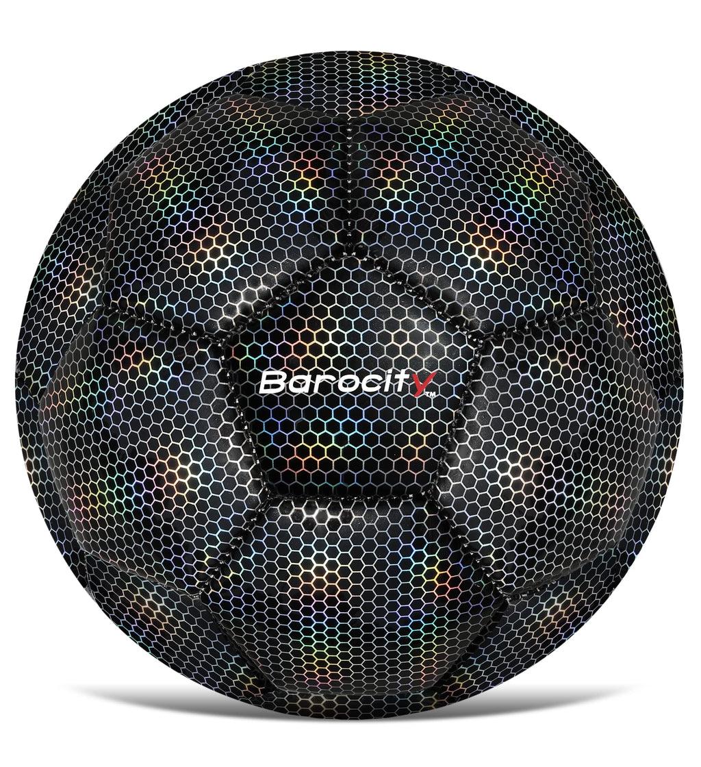 Barocity Soccer Ball - Boy And Girl Official Match Ball With Cool Reflective Rainbow Hex Pattern, For Indoor And Outdoor, Playti