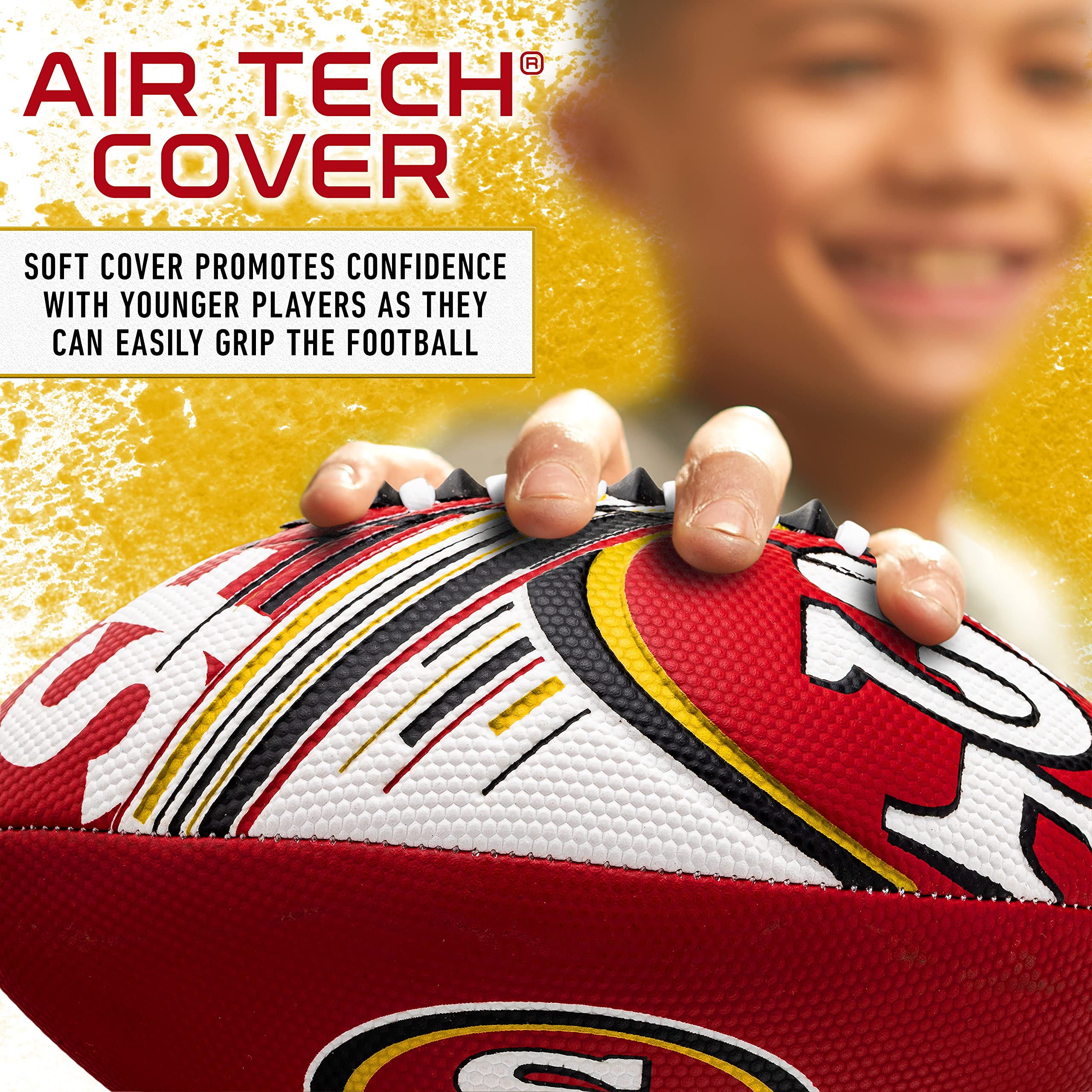 Franklin Sports Nfl San Francisco 49Ers Football - Youth Mini Football - 8.5'' Junior Size Ball - Spacelace Easy Grip Texture- P