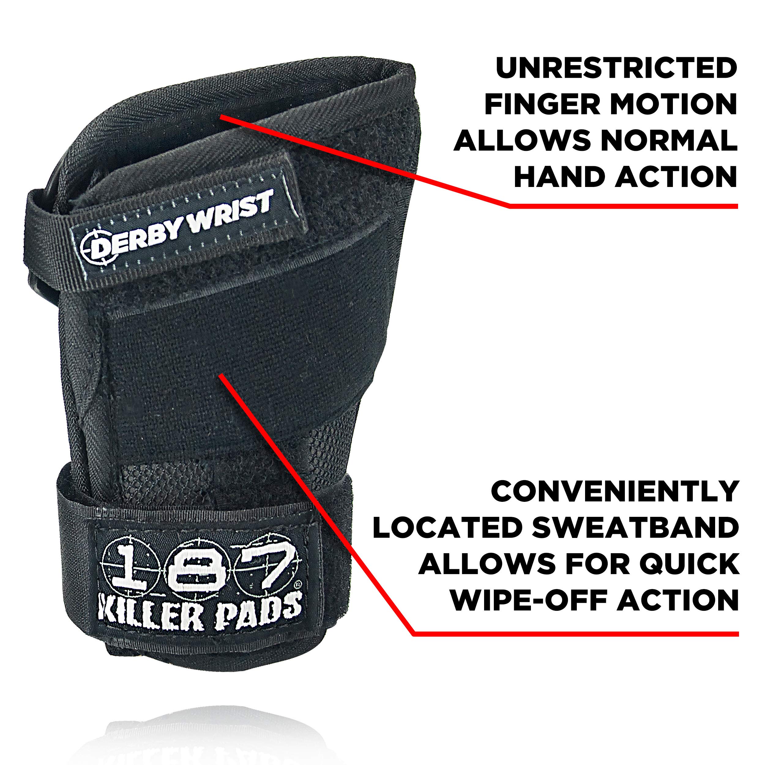 187 Killer Pads Derby Wrist Guard, Black, X- Large