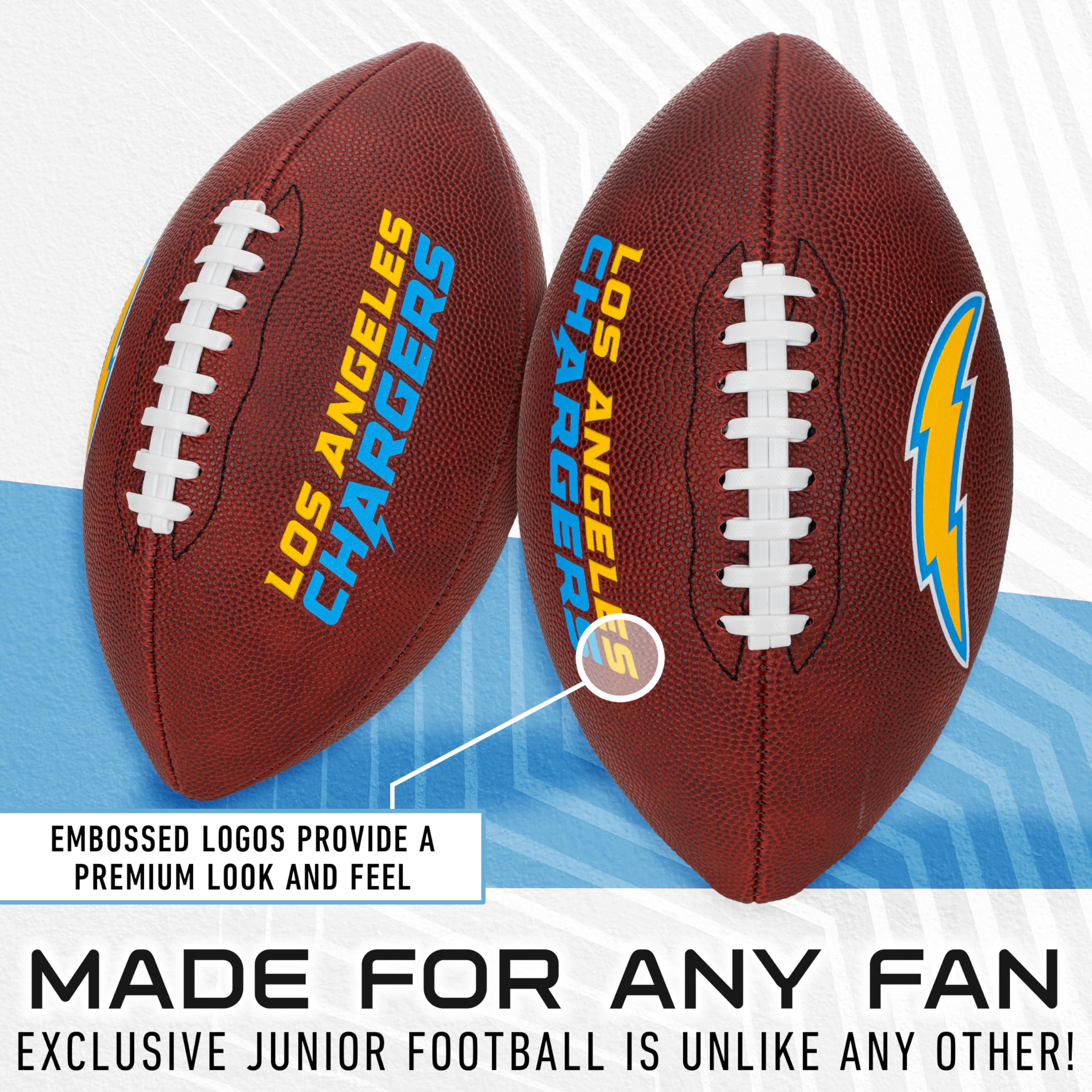 Franklin Sports Nfl Los Angeles Chargers Football - Youth Junior Size Football For Kids - Official Nfl Team Logo + Colors Youth