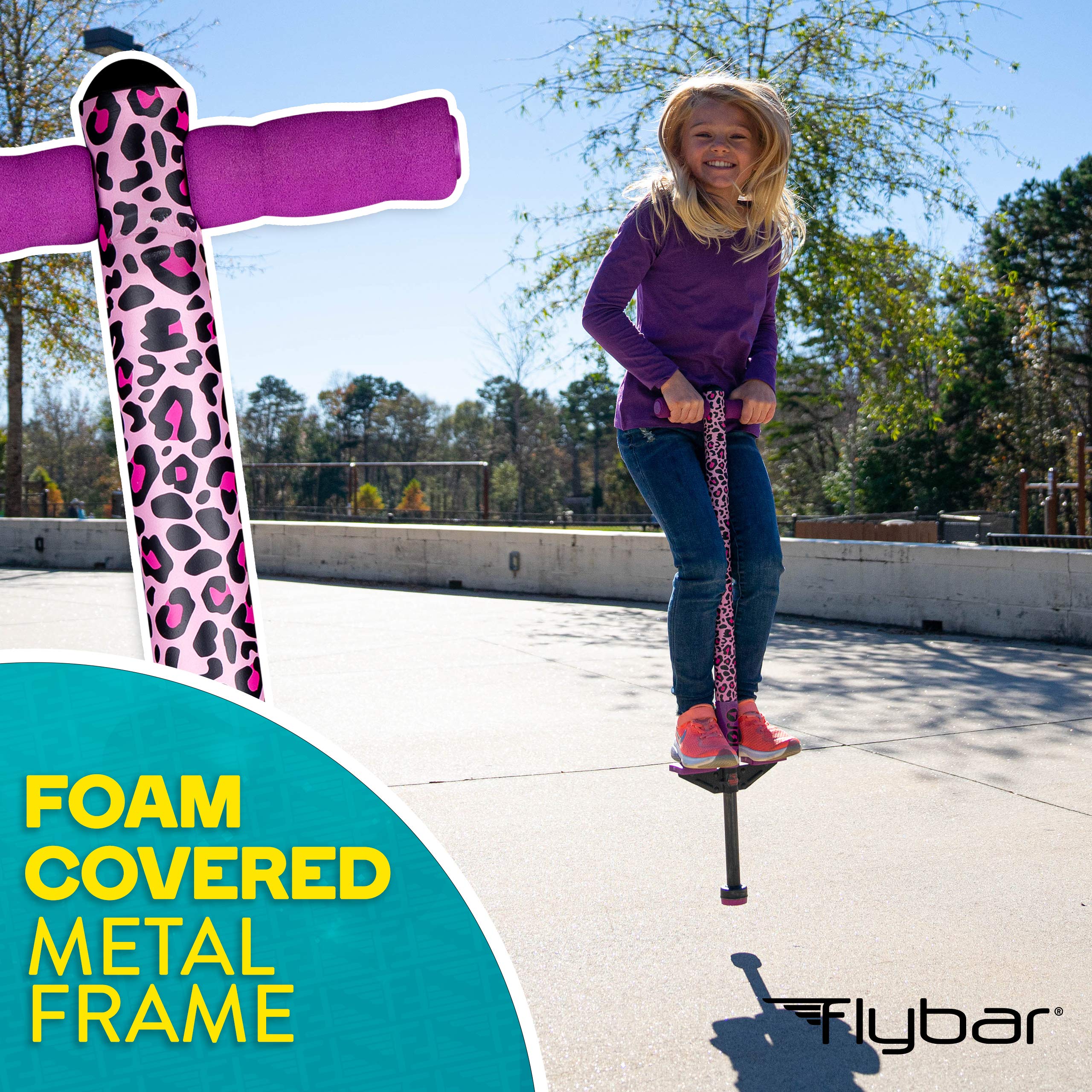 Flybar Pogo Stick For Kids, 40 To 80 Pounds, Perfect For Beginners, Easy Grip Foam Handles, Anti-Slip Foot Pegs, Outdoor Toys Fo