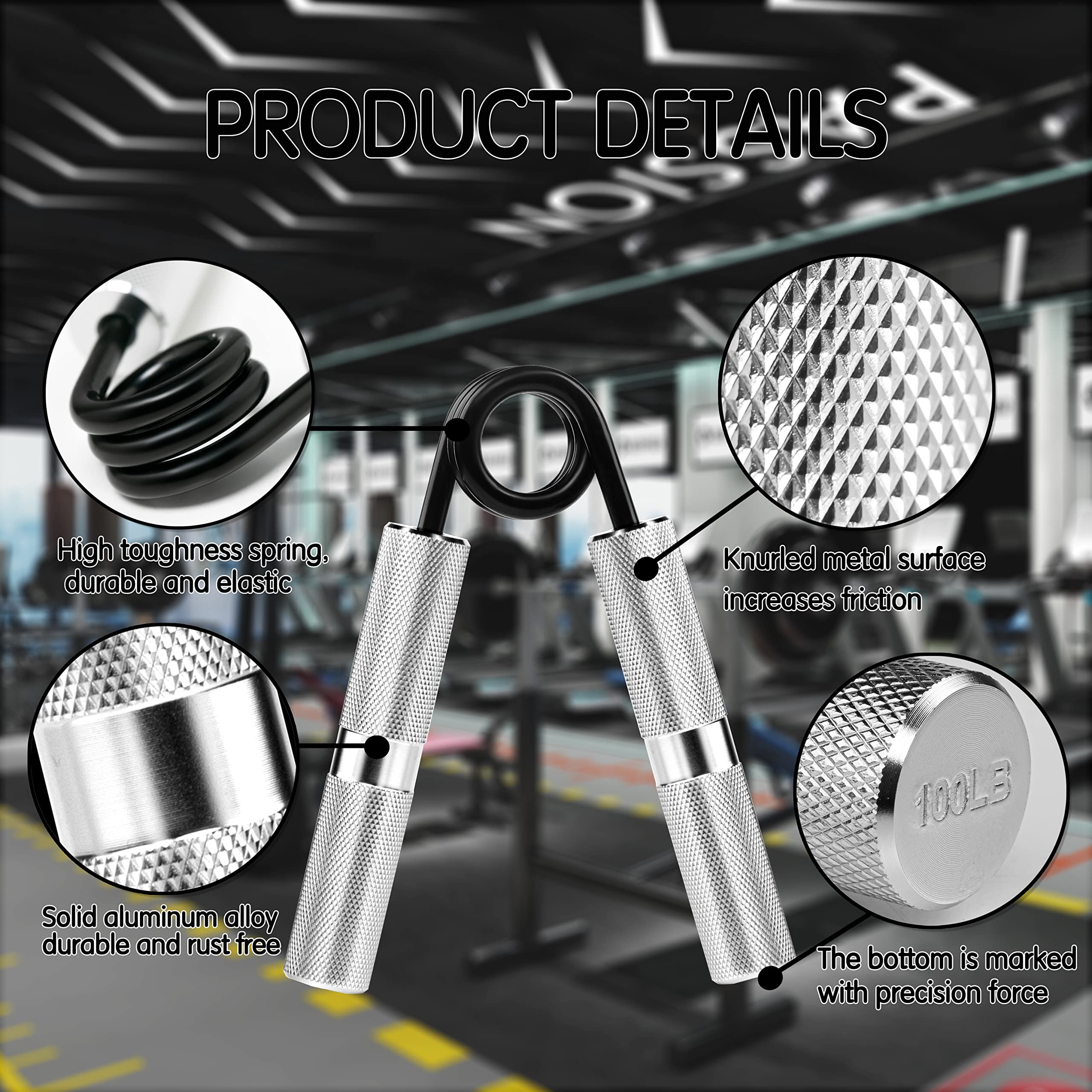 Xzyppci Hand Grip Strengthener Set 50-350Lb(7Pack) Heavy Grip Strengthener,Hand Grip Finger Strengthener Metal Wrist & Forearm H