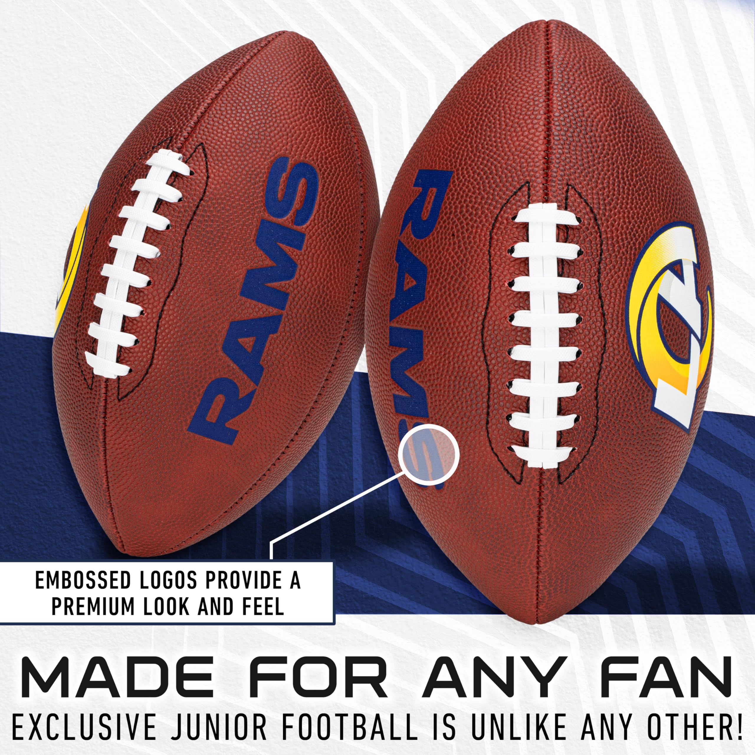Franklin Sports Nfl Los Angeles Rams Football - Youth Junior Size Football For Kids - Official Nfl Team Logo + Colors Youth Ball