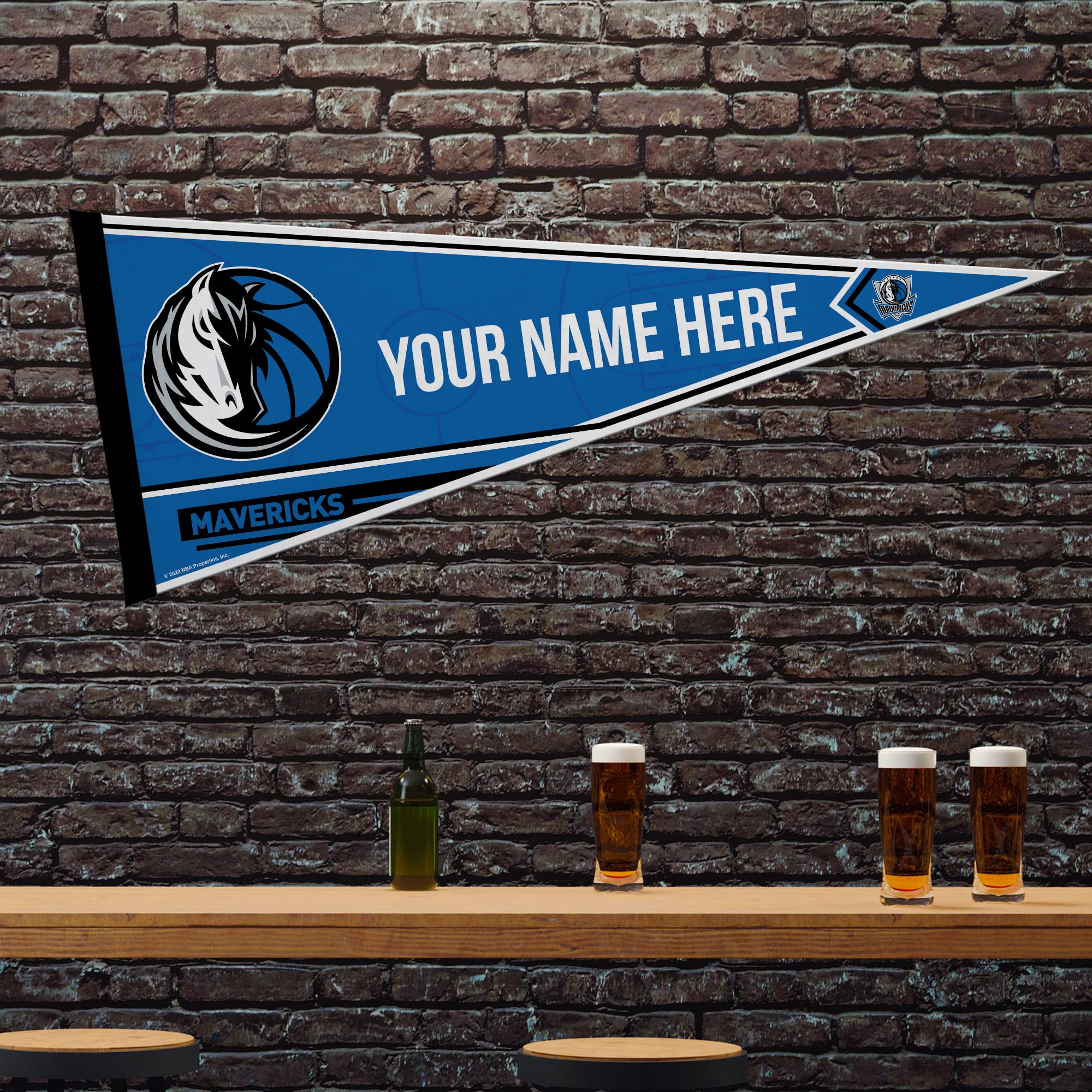 Rico Industries Nba Basketball Dallas Mavericks Personalized - Custom 12'' X 30'' Soft Felt Pennant - Ez To Hang