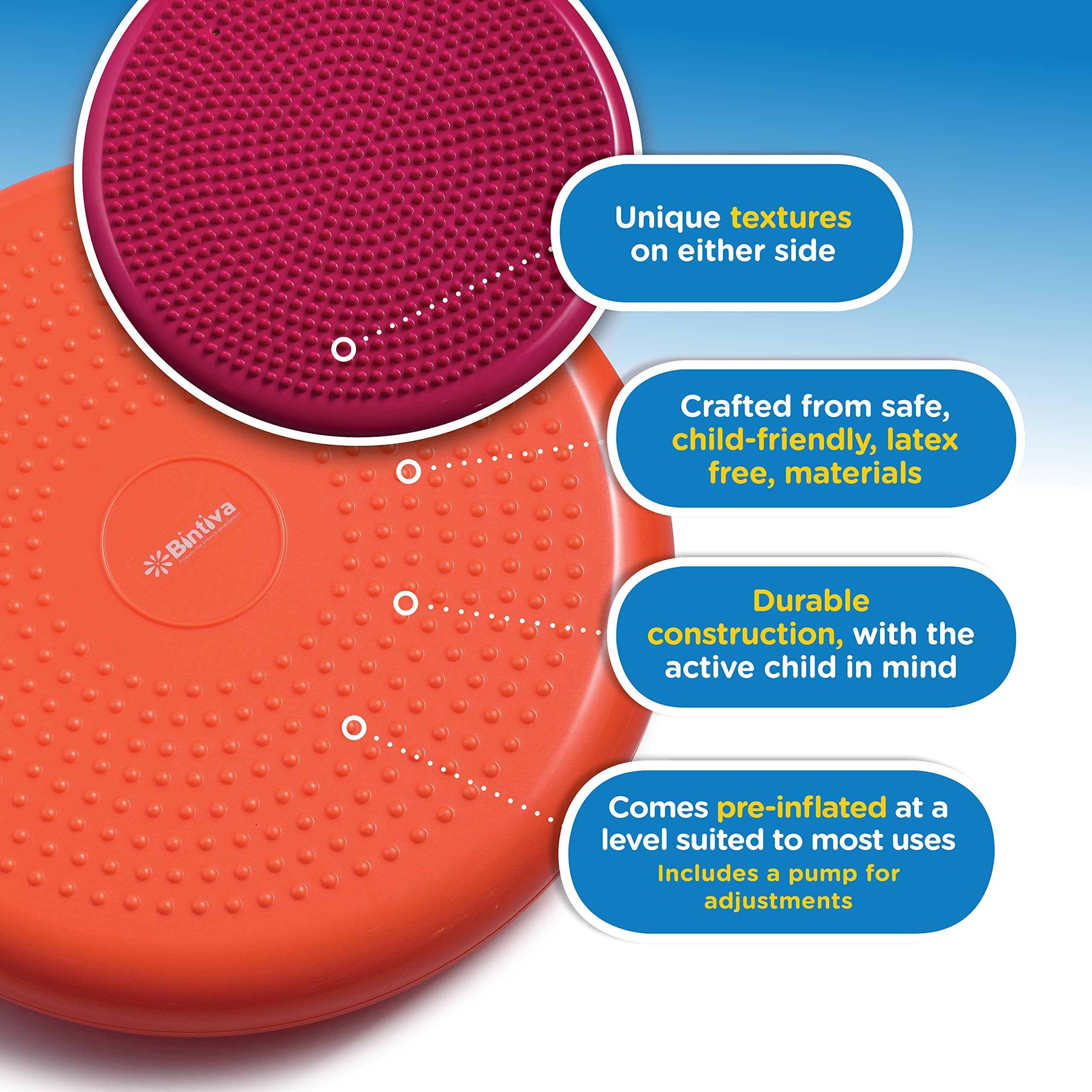 Inflated Stability Wobble Cushion, Including Free Pump/Exercise Fitness Core Balance Disc,Blue,Size: 13 Inches / 33 Cm Diameter