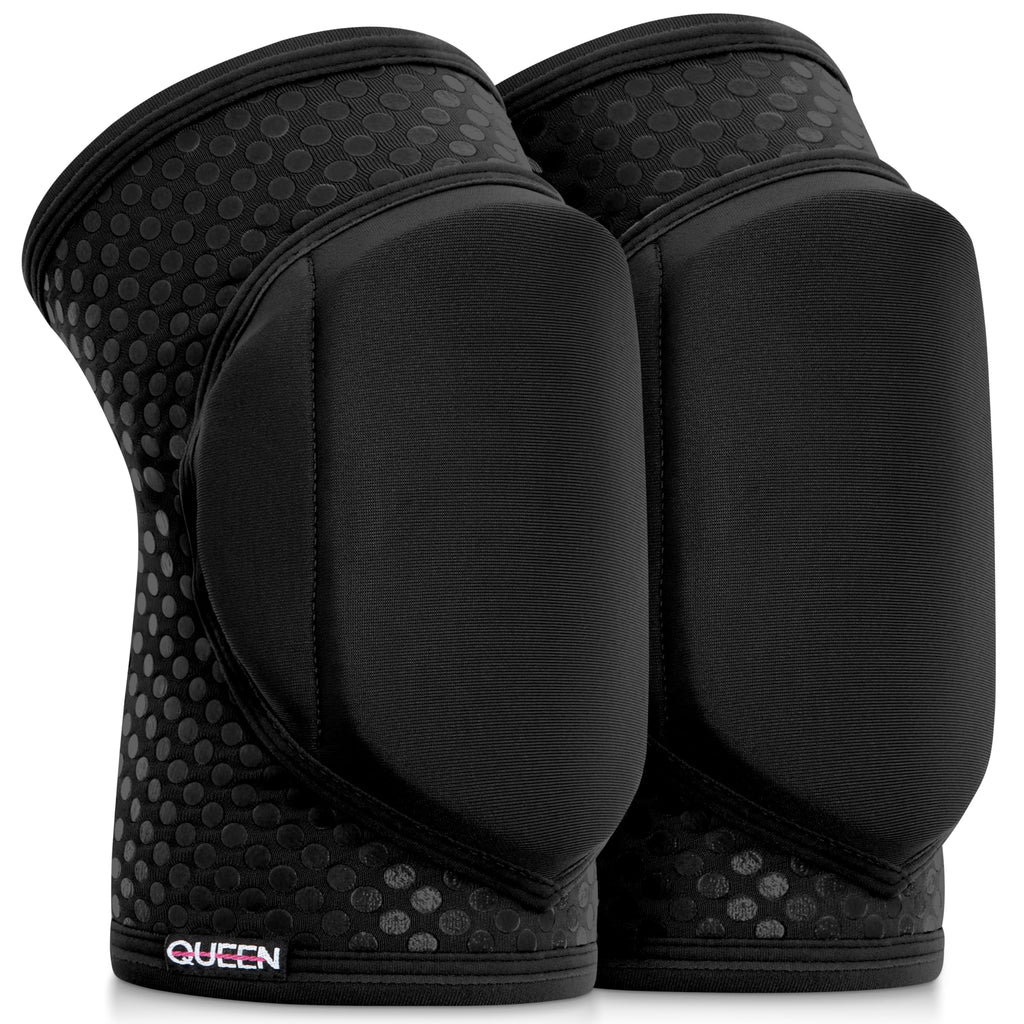 Queen Wear - Sleek Black Grip - Pole Dance Knee Pads - Perfect Woman Protection For Pylon Ballet Modern Dance And Indoor Sports