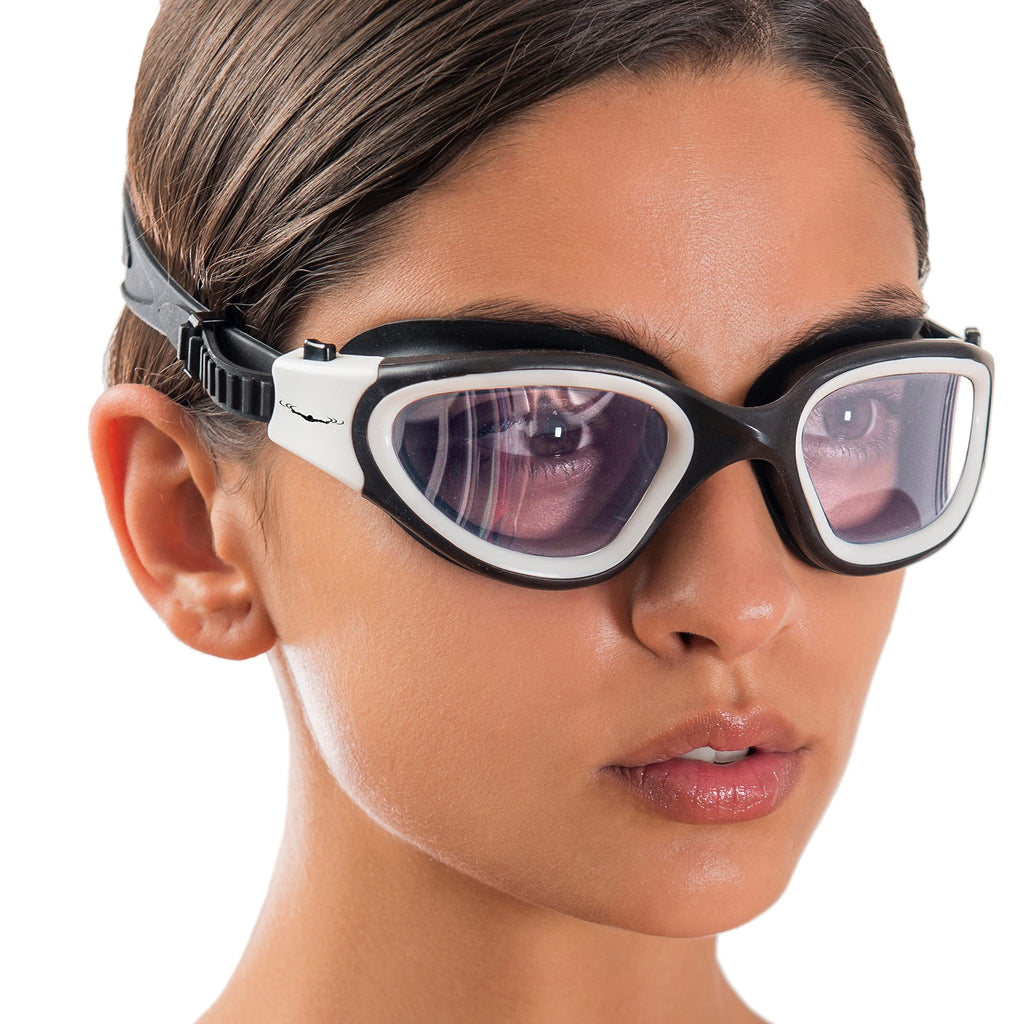Aqtivaqua Swimming Goggles Swim Goggles For Adults Men Women Kids Youth Girls Boys Children Dx (Clear-Lenses White/Black-Frame)