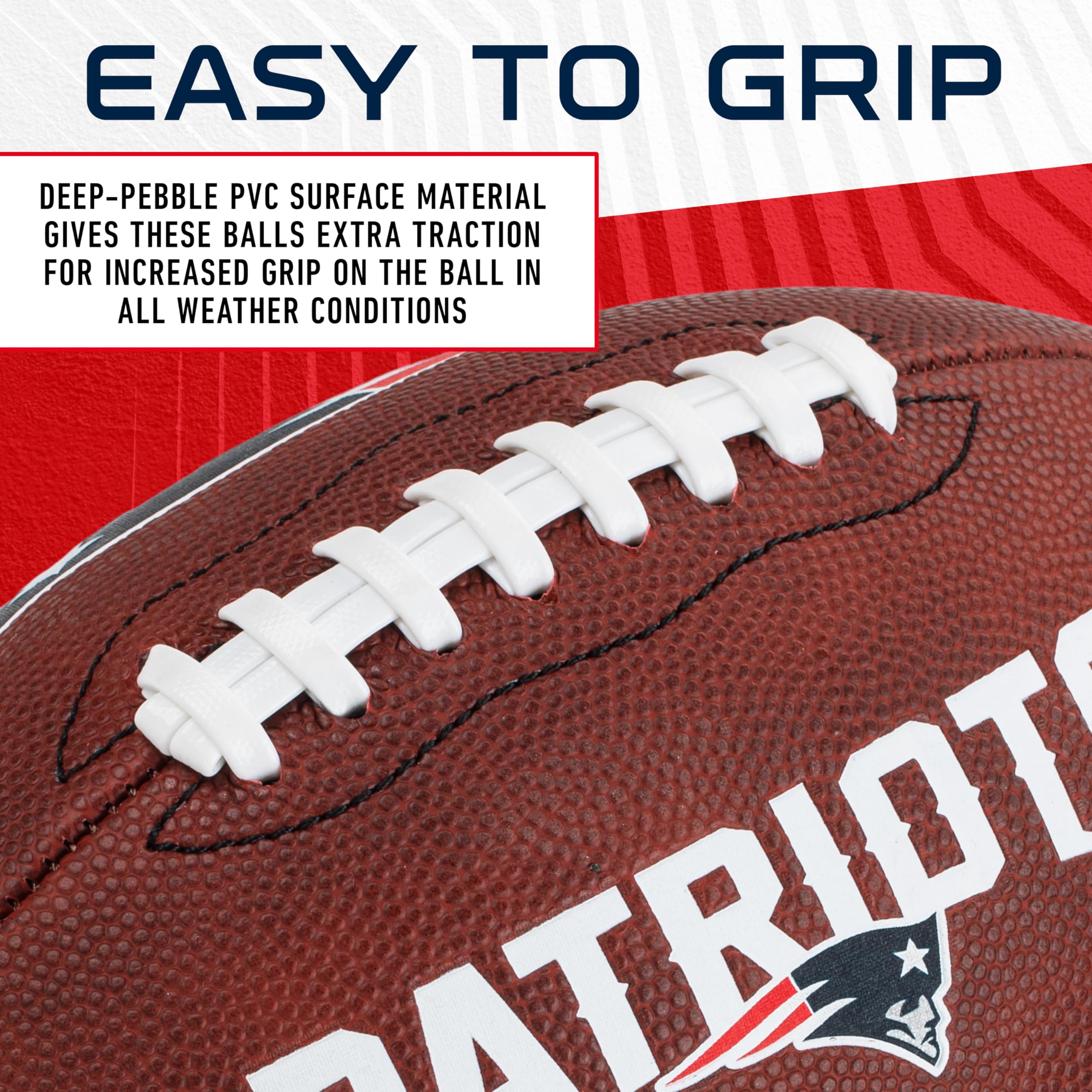 Franklin Sports Nfl New England Patriots Football - Youth Junior Size Football For Kids - Official Nfl Team Logo + Colors Youth
