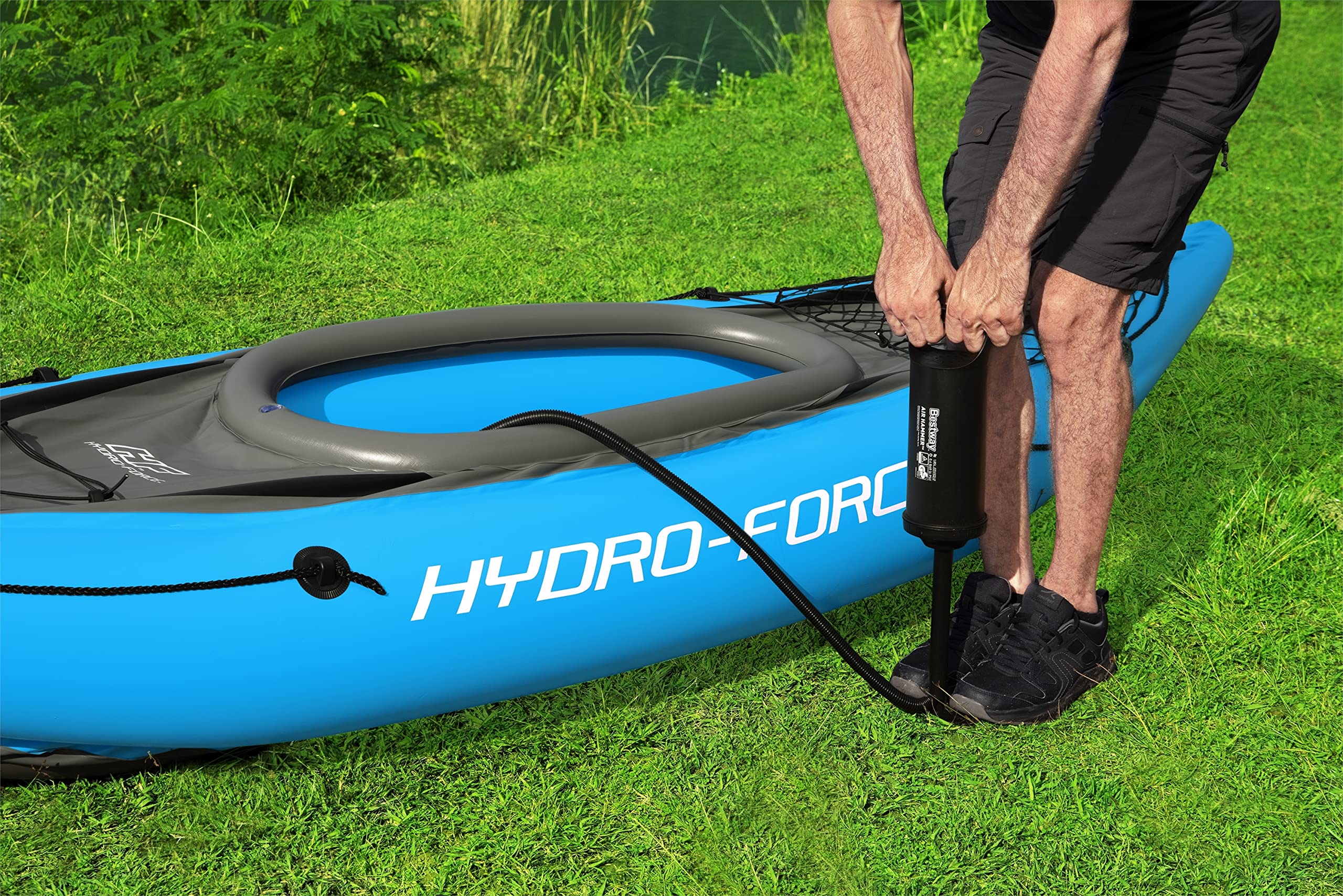 Bestway Hydro Force Inflatable Kayak Set  Includes Seat, Paddle, Hand Pump, Storage Carry Bag  Great For Adults, Kids And Famili