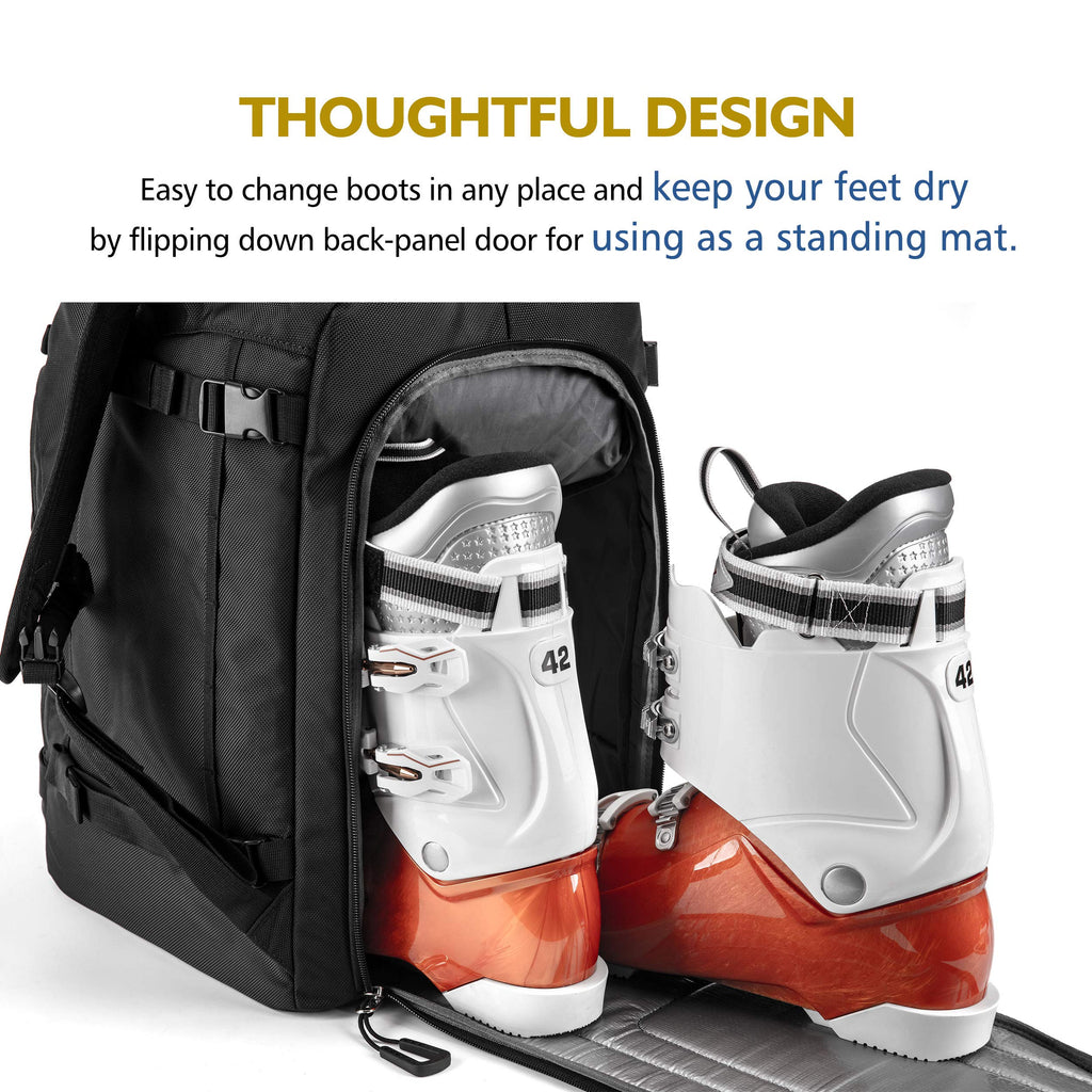 Unigear Ski Boot Bag, 50L Ski Boot Travel Backpack For Ski Helmet, Goggles, Gloves, Skis, Snowboard & Accessories (Black)