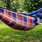 Equip Outdoors Portable Camping Hammock, Hanging Kit Included, One Person Hammock, Red White And Blue Plaid