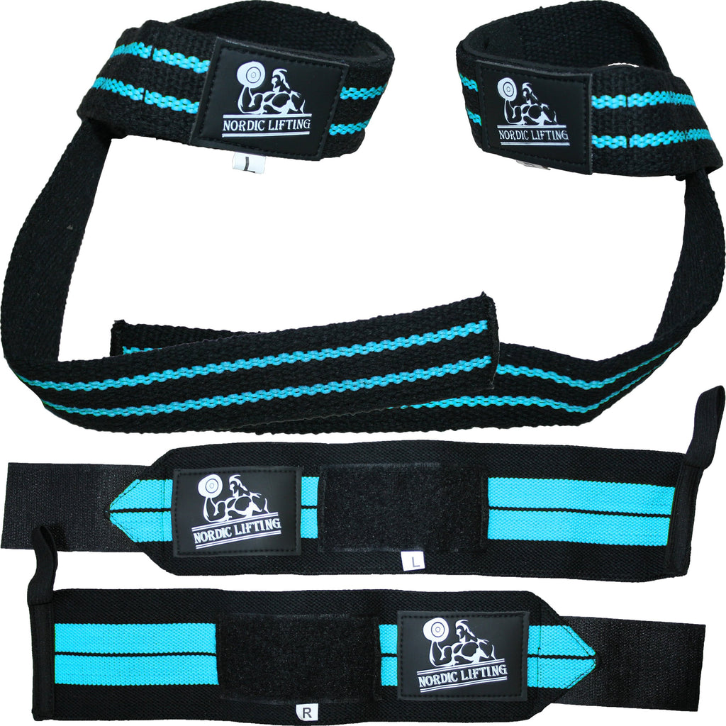Wrist Wraps + Lifting Straps Bundle (2 Pairs) For Weightlifting, Cross Training, Workout, Gym, Powerlifting, Bodybuilding -Suppo