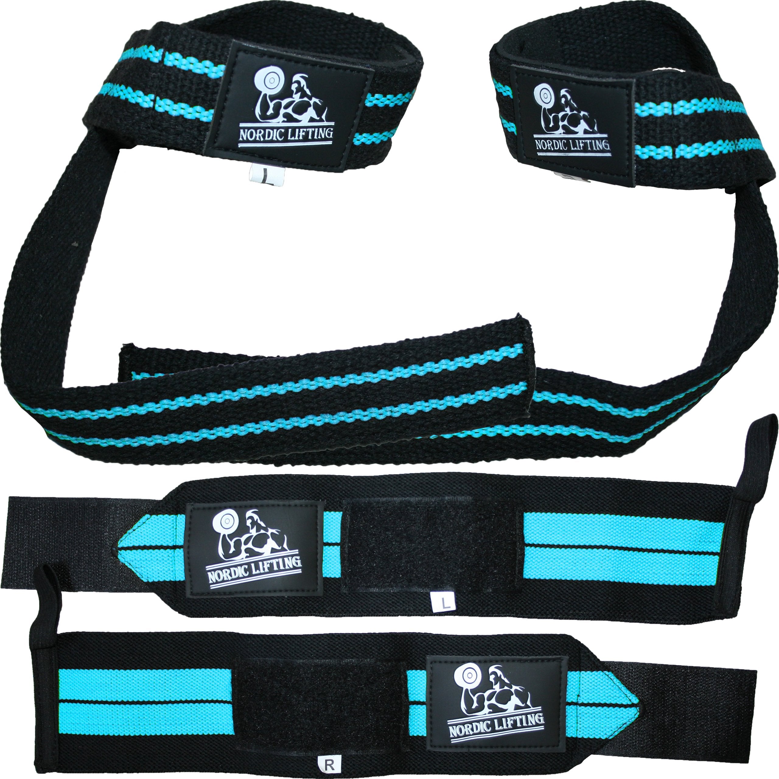 Wrist Wraps + Lifting Straps Bundle (2 Pairs) For Weightlifting, Cross Training, Workout, Gym, Powerlifting, Bodybuilding -Suppo